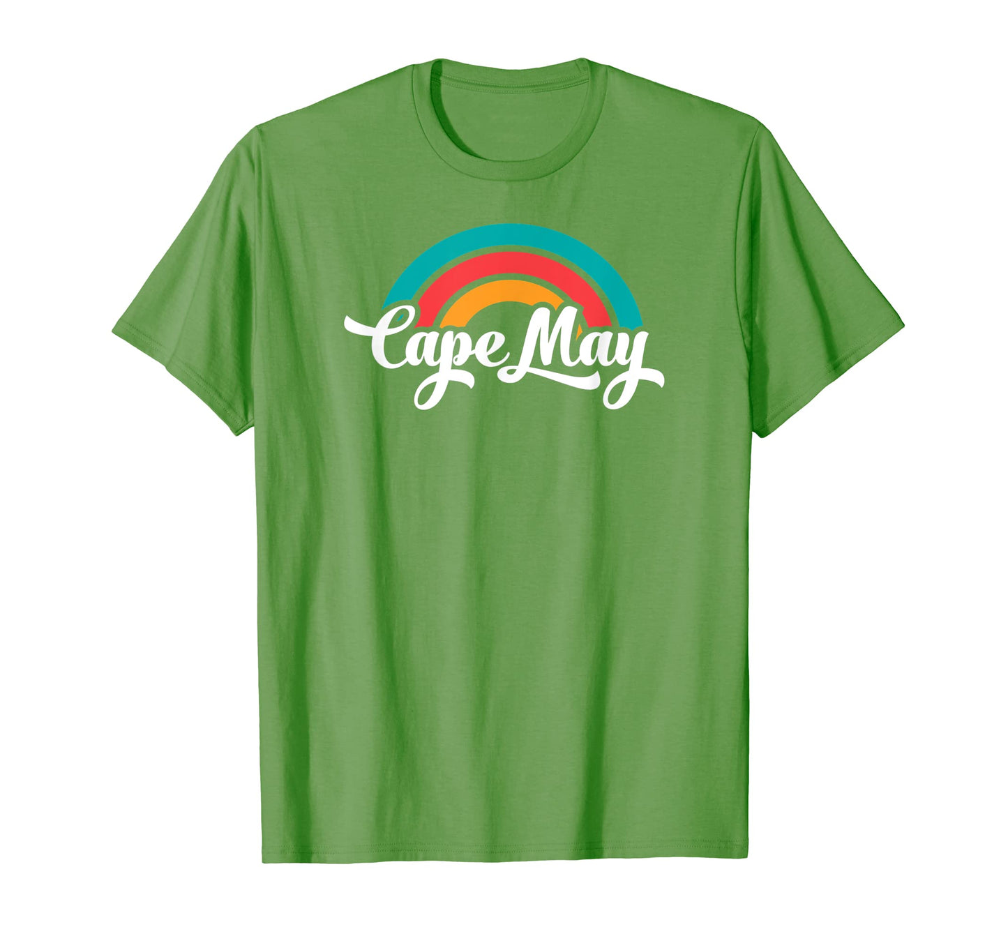 Cape May Nj Script Rainbow T-Shirt - Custom Art Print Men Women - T-Shirt, Sweatshirt, Hoodie