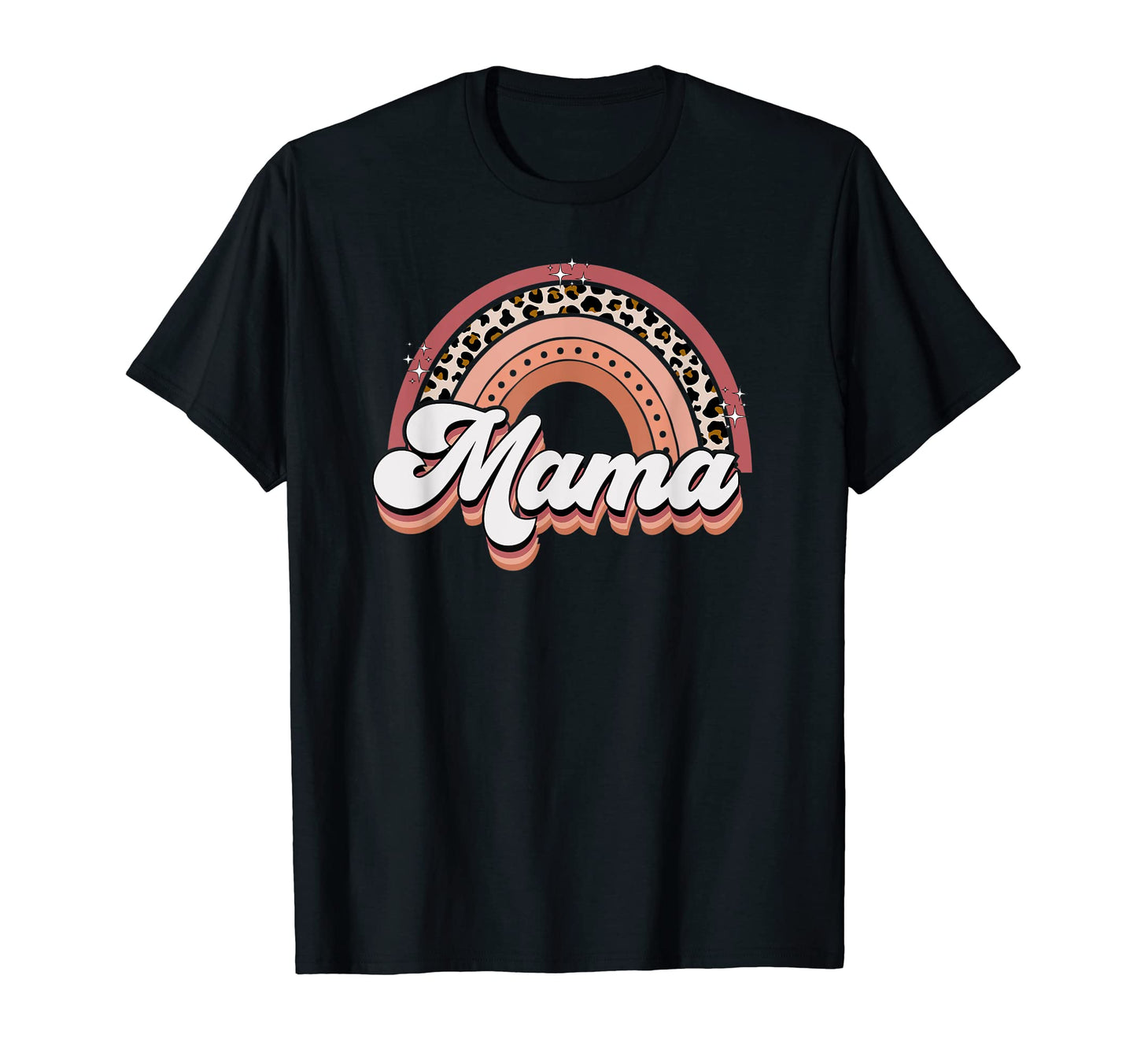 Mama Mom Boho Leopard Rainbow Gift T-Shirt - Minimalist Print Unisex - T-Shirt, Sweatshirt, Hoodie