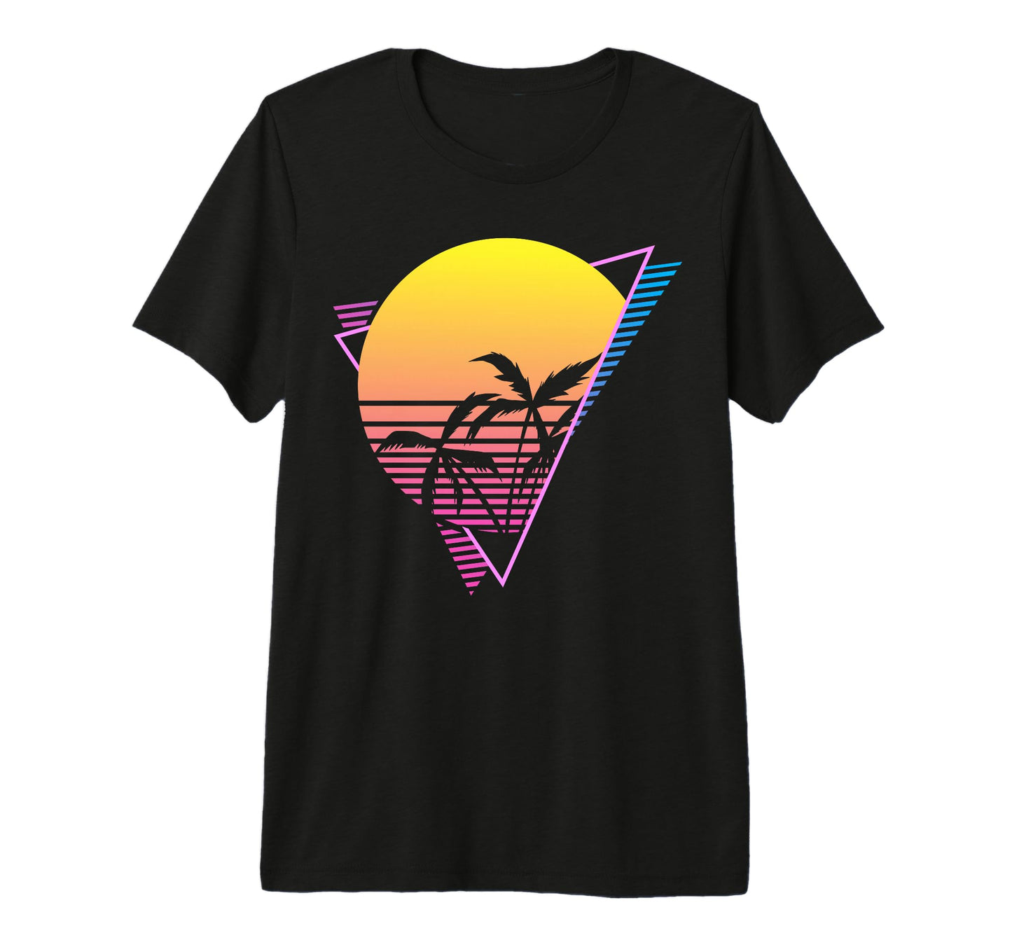 Sunset Palm Trees Synthwave T-Shirt - Fun Novelty Design Men Women - T-Shirt, Sweatshirt, Hoodie