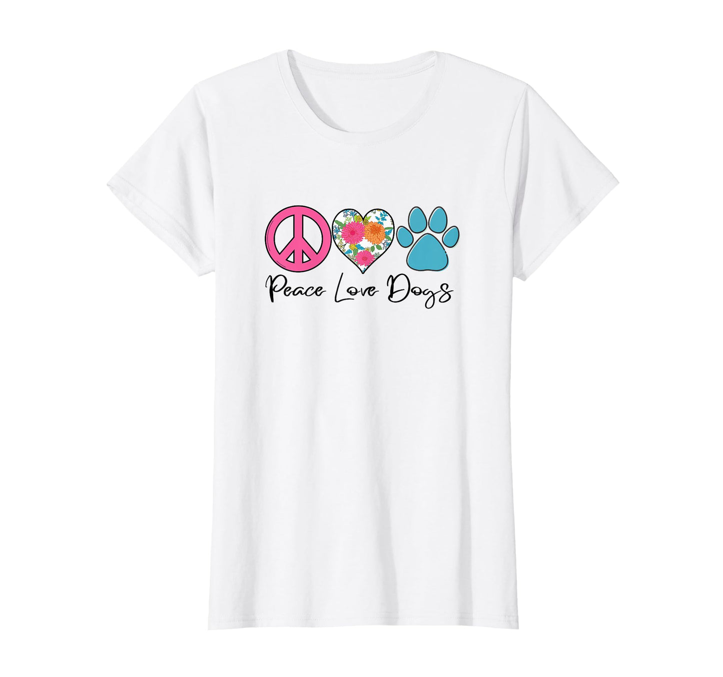 Dog Who Love Dogs Peace Love Floral Heart T-Shirt - Streetwear Style Unisex - T-Shirt, Sweatshirt, Hoodie