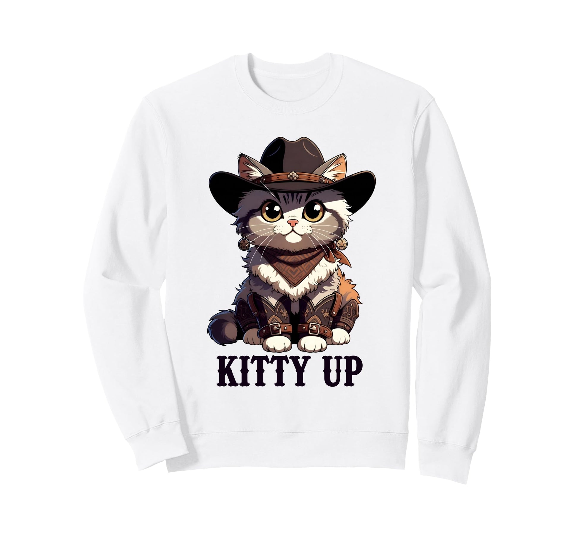 Funny Cat Cowboy Kitty Up Western Sweatshirt - Novelty Apparel Men Women - T-Shirt, Sweatshirt, Hoodie