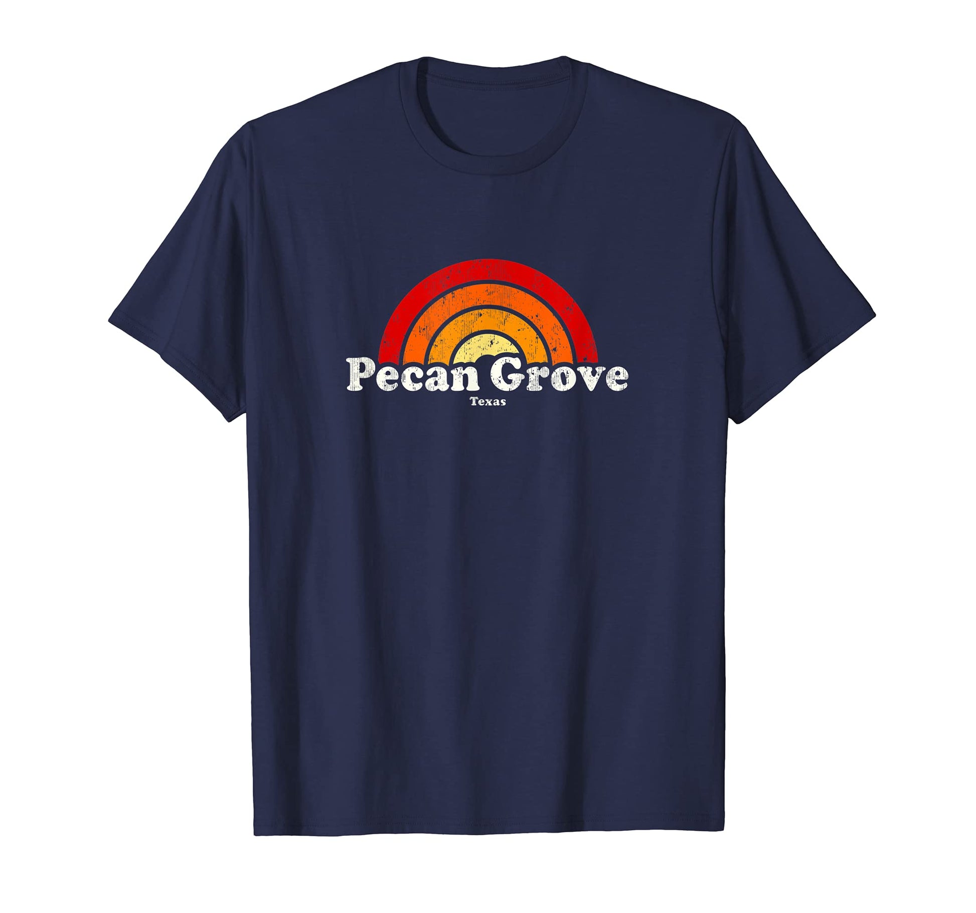 Pecan Grove Texas Tx 70S Rainbow T-Shirt - Fun Novelty Design Unisex - T-Shirt, Sweatshirt, Hoodie