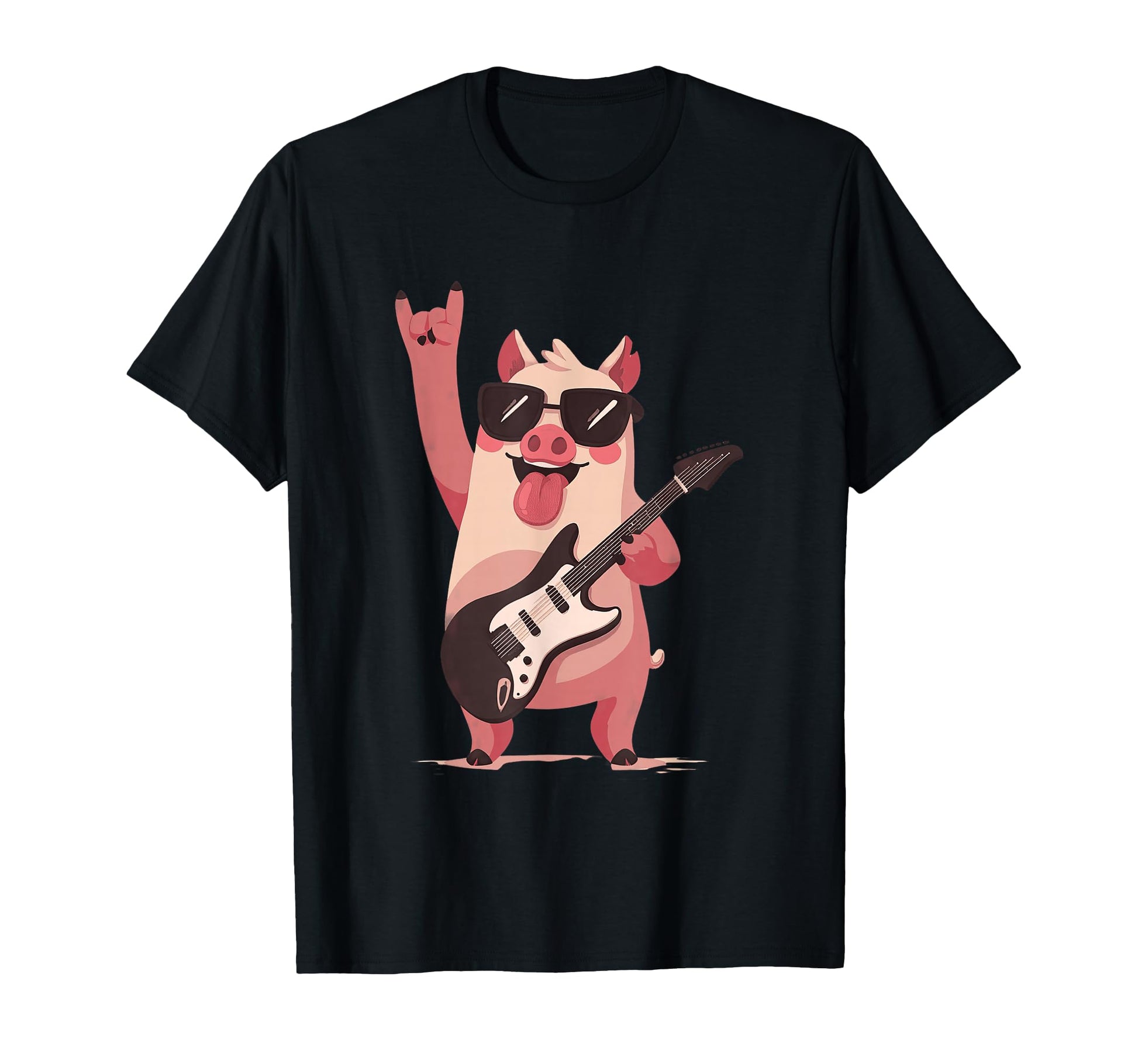 Rock Pig Funny Animal Guitar Player T-Shirt - Trendy Graphic for Adults - T-Shirt, Sweatshirt, Hoodie