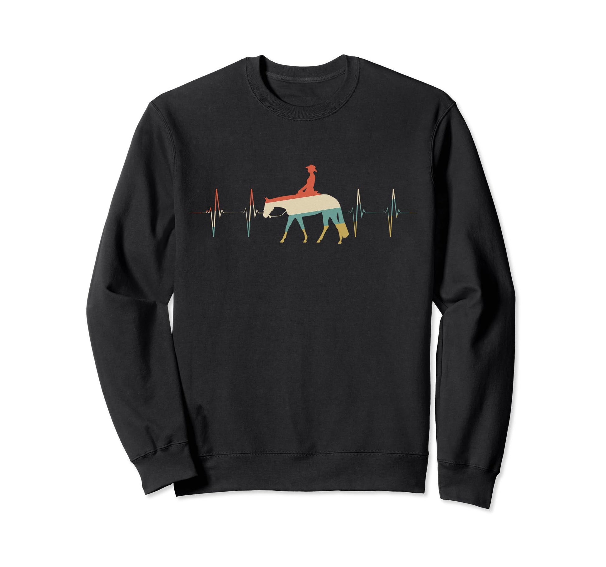 Western Pleasure Heartbeat Ecg Sweatshirt - Fun Novelty Design Men Women - T-Shirt, Sweatshirt, Hoodie