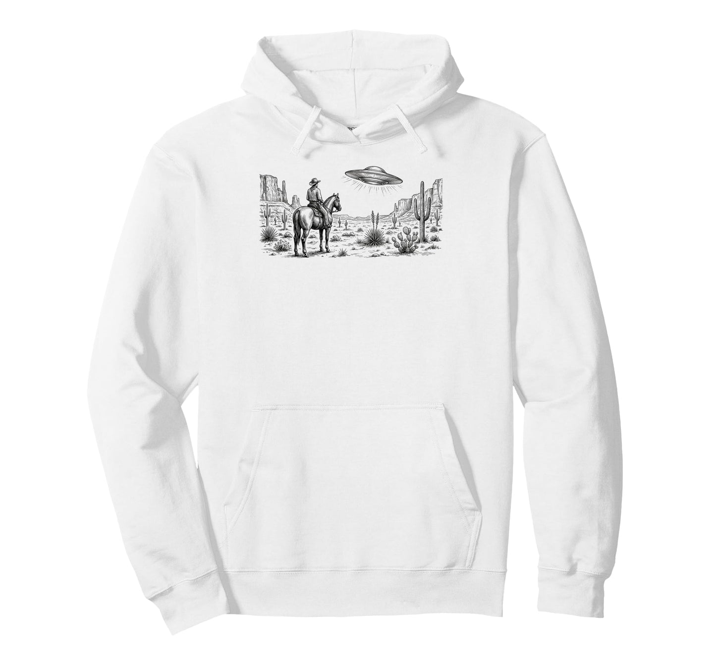 Horse Lover Ufo Western Cowboy Horse Hoodie - Fun Novelty Design for Adults - T-Shirt, Sweatshirt, Hoodie
