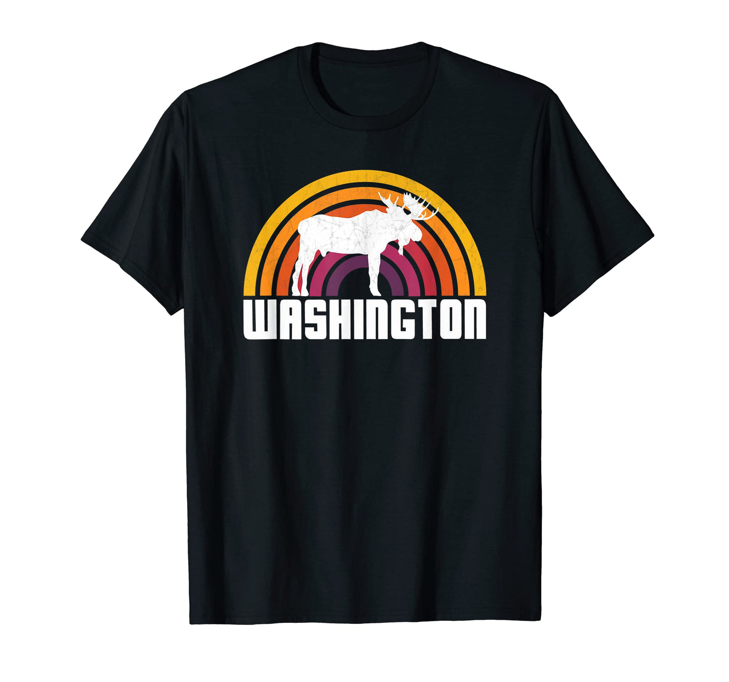 Moose Washington Rainbow Fun Moose T-Shirt - Aesthetic Graphic for Adults - T-Shirt, Sweatshirt, Hoodie