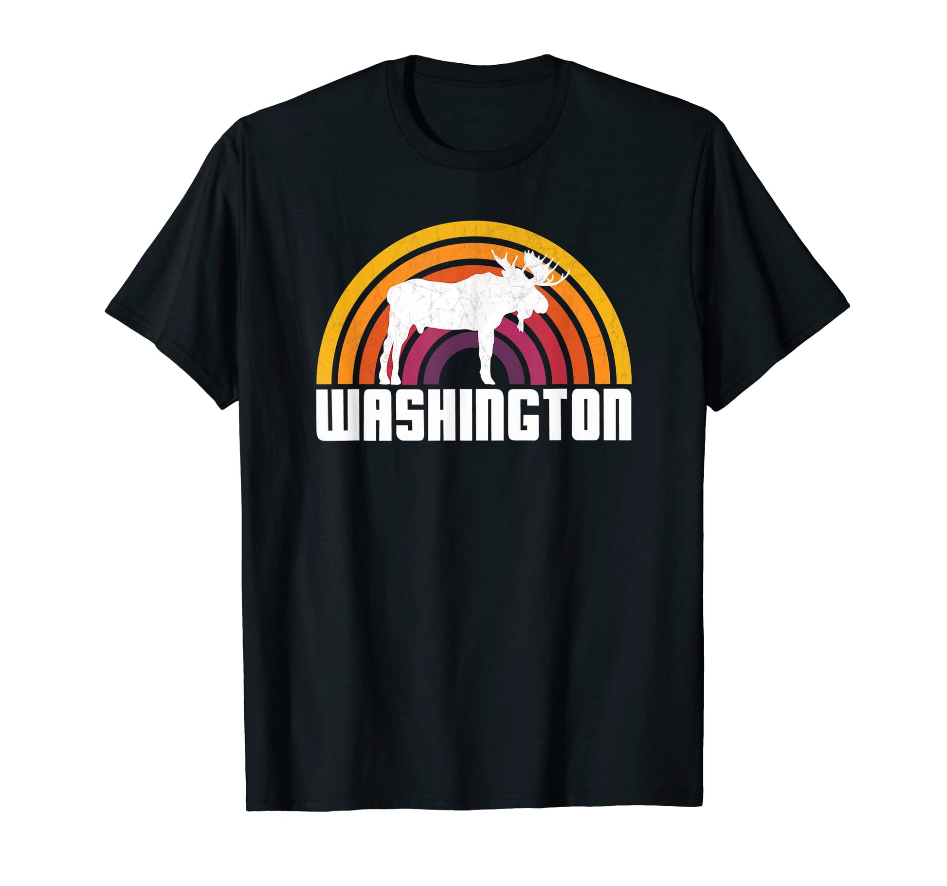 Moose Washington Rainbow Fun Moose T-Shirt - Aesthetic Graphic for Adults - T-Shirt, Sweatshirt, Hoodie