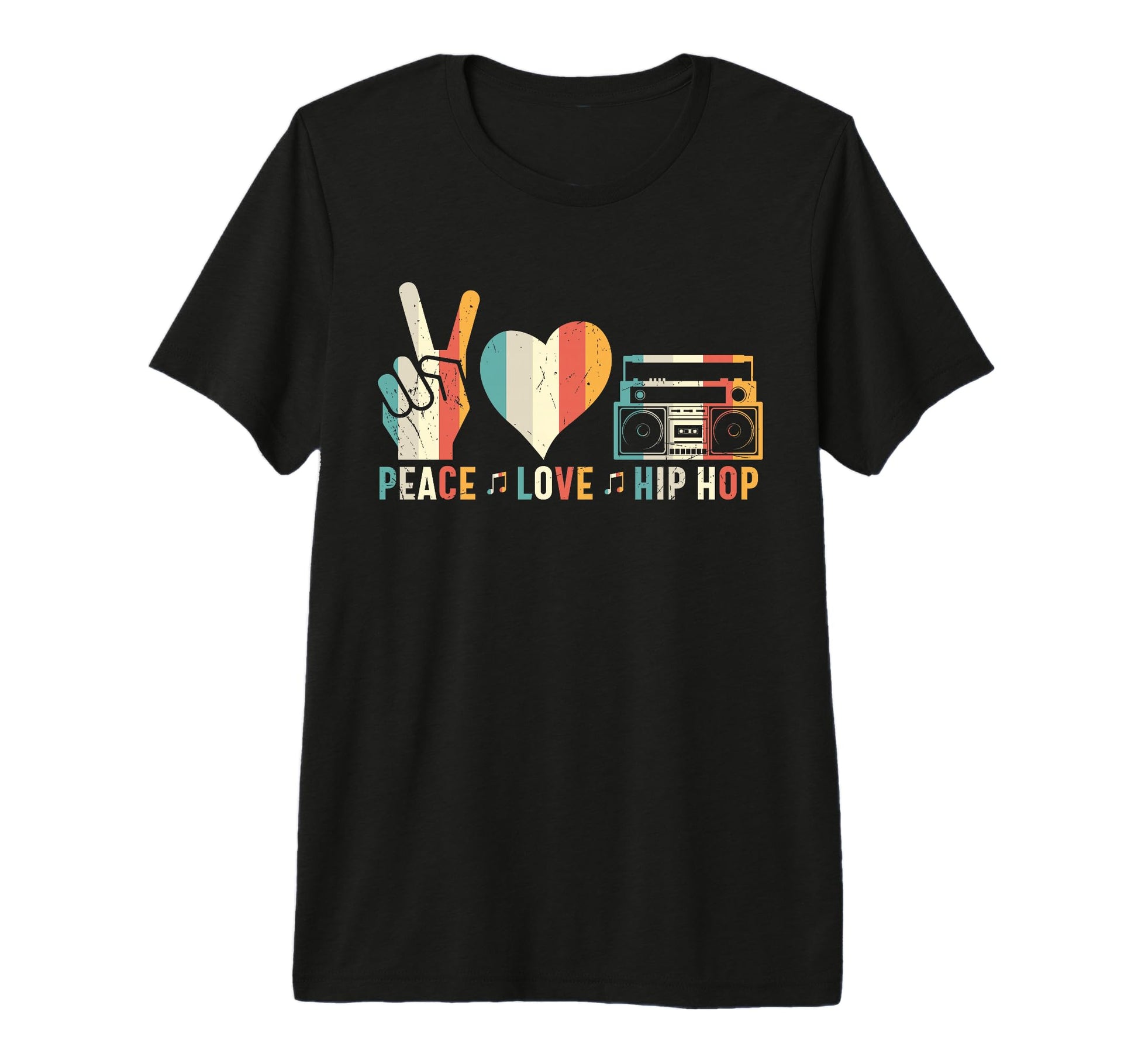 80S Old School Peace Love Hip Hop T-Shirt - Casual Everyday Wear Men Women - T-Shirt, Sweatshirt, Hoodie