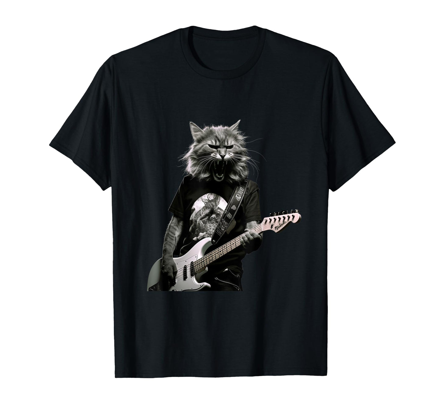 Rock Cat Playing Guitar Funny Guitar T-Shirt - Streetwear Style Men Women - T-Shirt, Sweatshirt, Hoodie