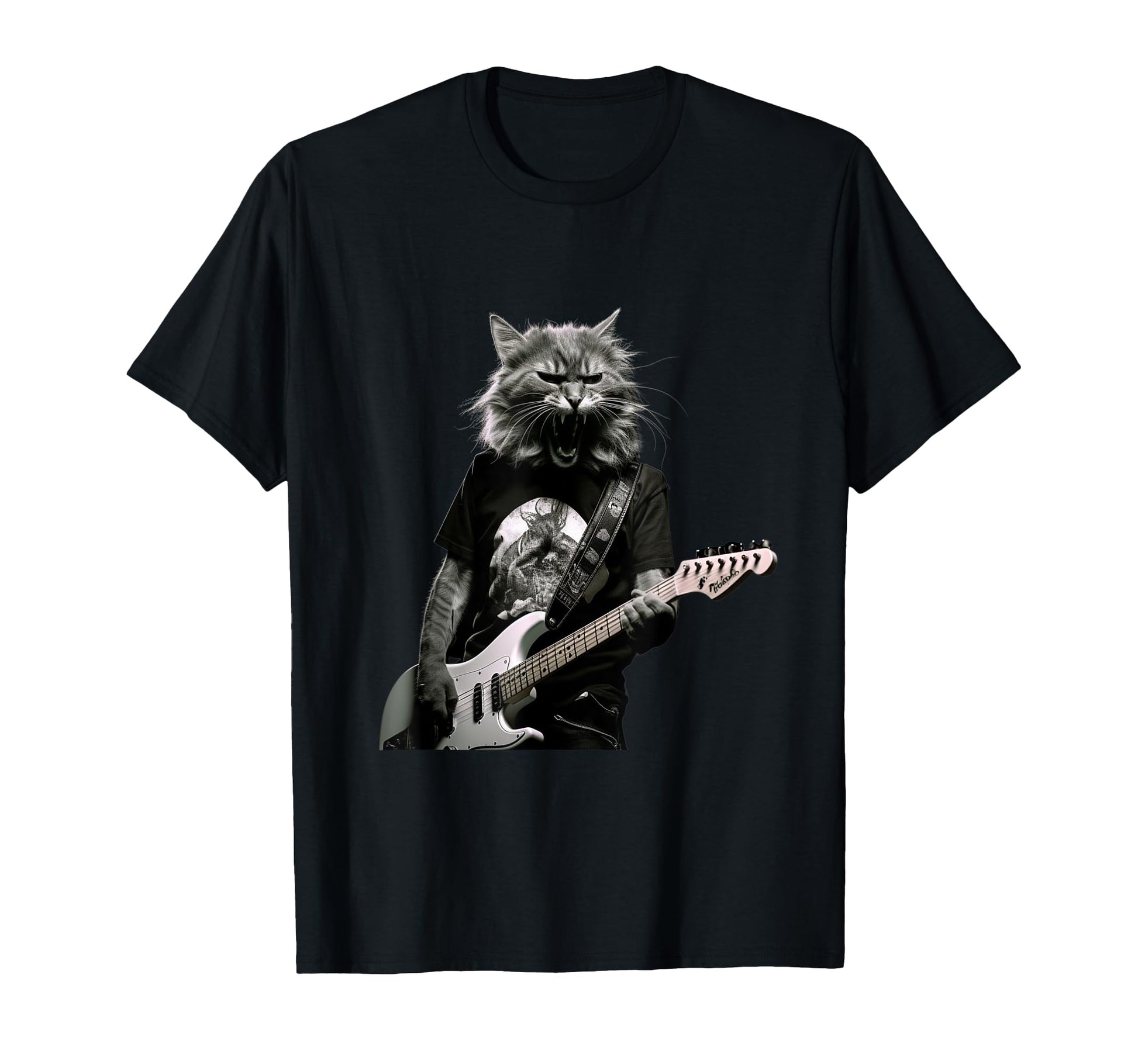 Rock Cat Playing Guitar Funny Guitar T-Shirt - Streetwear Style Men Women - T-Shirt, Sweatshirt, Hoodie