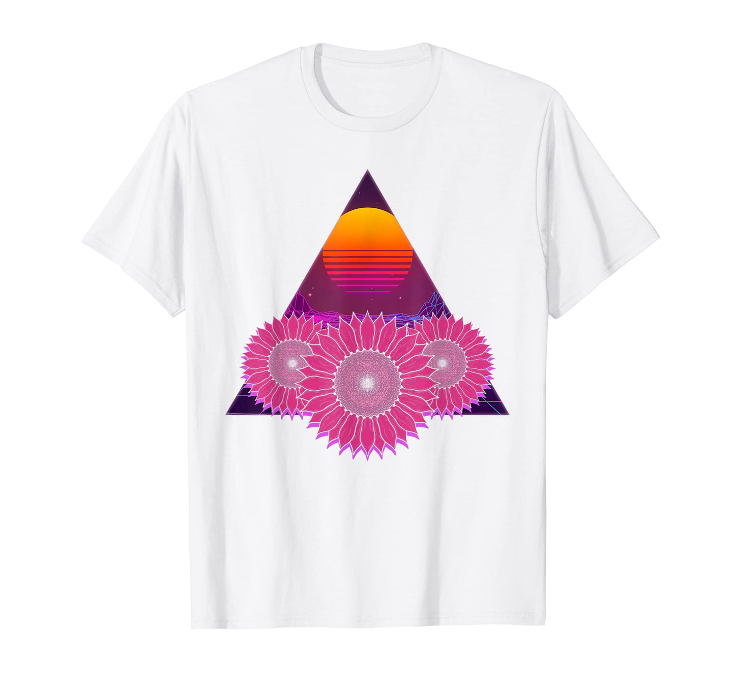 Floral Sunset Flower Vaporwave 80S Art T-Shirt - Novelty Apparel Unisex - T-Shirt, Sweatshirt, Hoodie