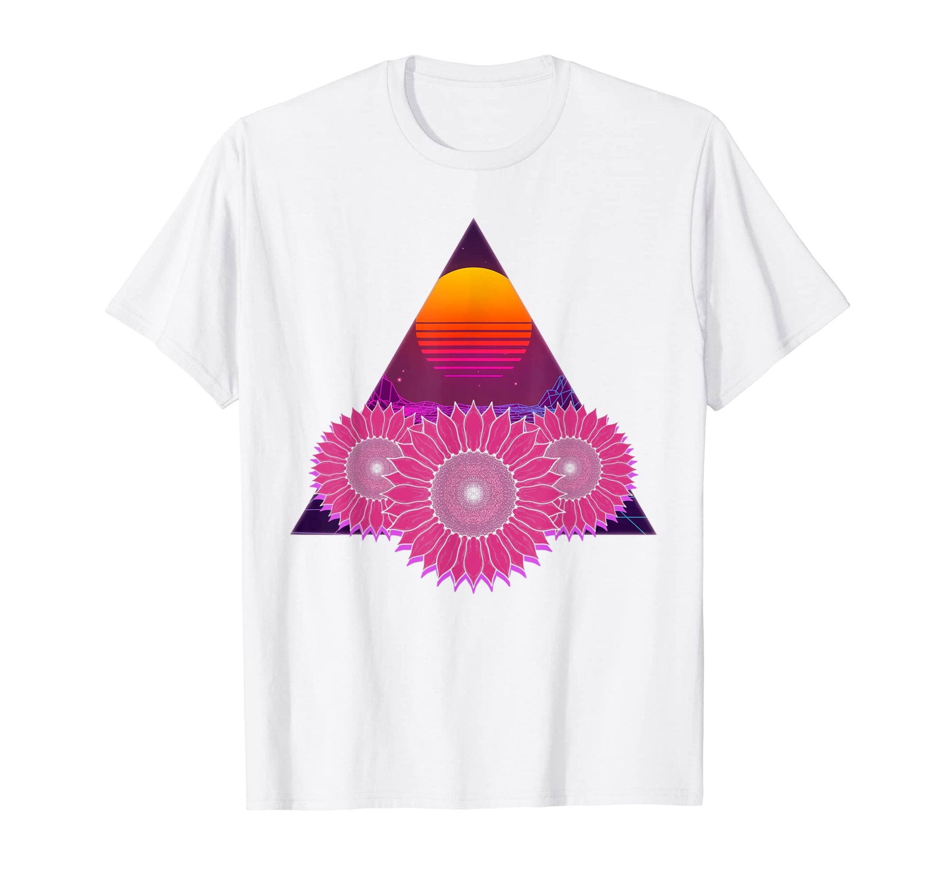 Floral Sunset Flower Vaporwave 80S Art T-Shirt - Novelty Apparel Unisex - T-Shirt, Sweatshirt, Hoodie