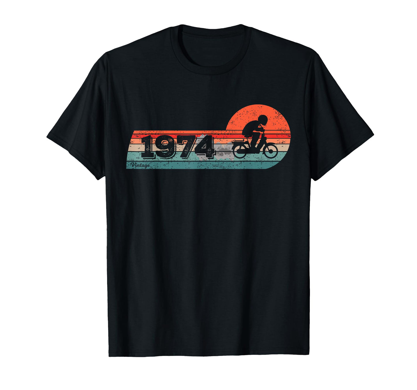 Moped Biker Cyclist 1974 Birthday T-Shirt - Aesthetic Graphic Unisex - T-Shirt, Sweatshirt, Hoodie