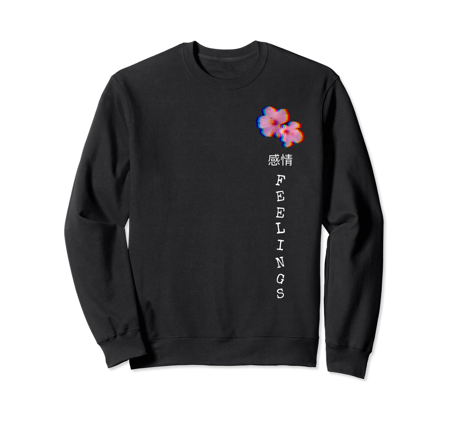Feelings Flowers Japanese Kanji Sweatshirt - Aesthetic Graphic Unisex - T-Shirt, Sweatshirt, Hoodie