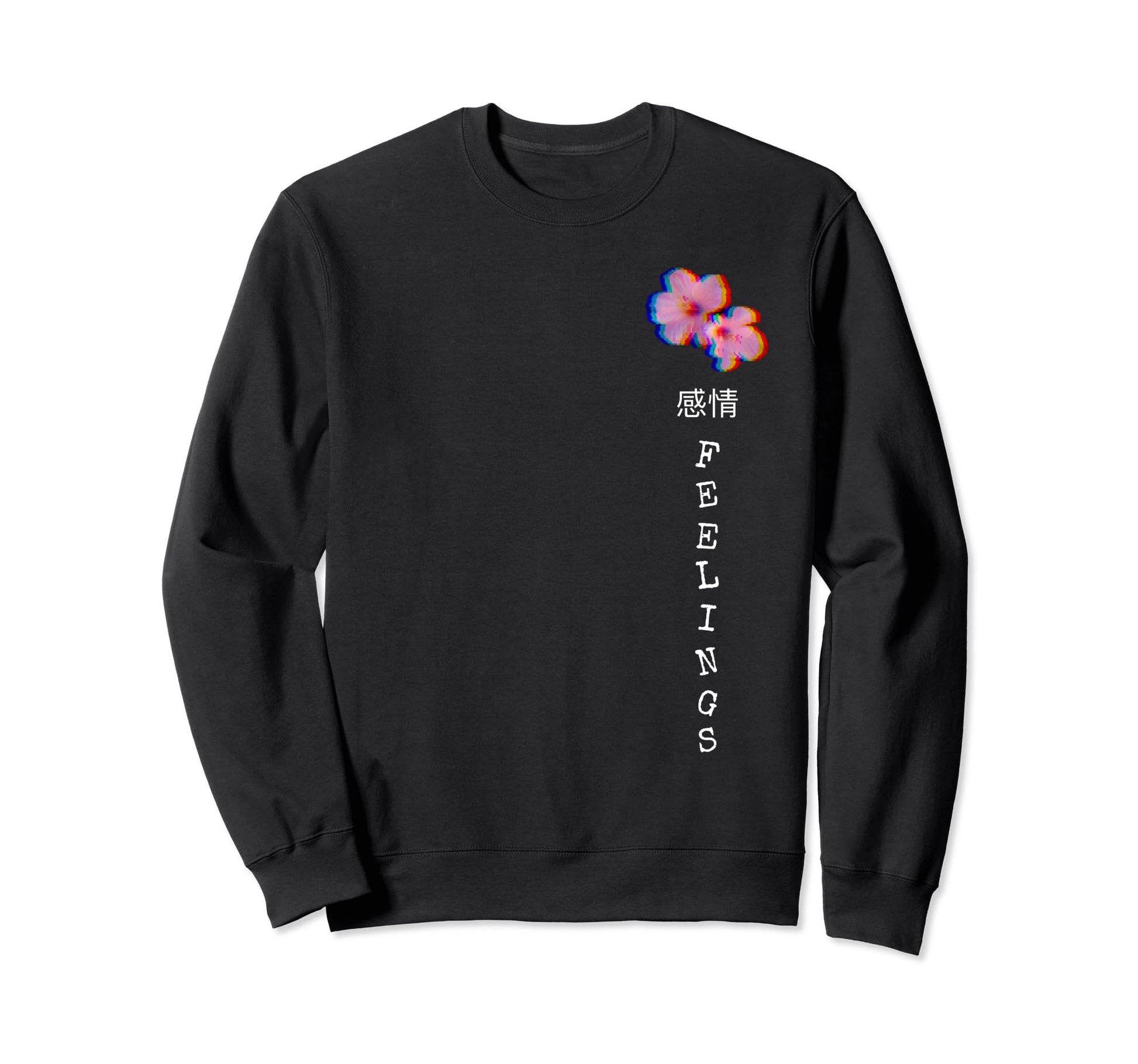 Feelings Flowers Japanese Kanji Sweatshirt - Aesthetic Graphic Unisex - T-Shirt, Sweatshirt, Hoodie