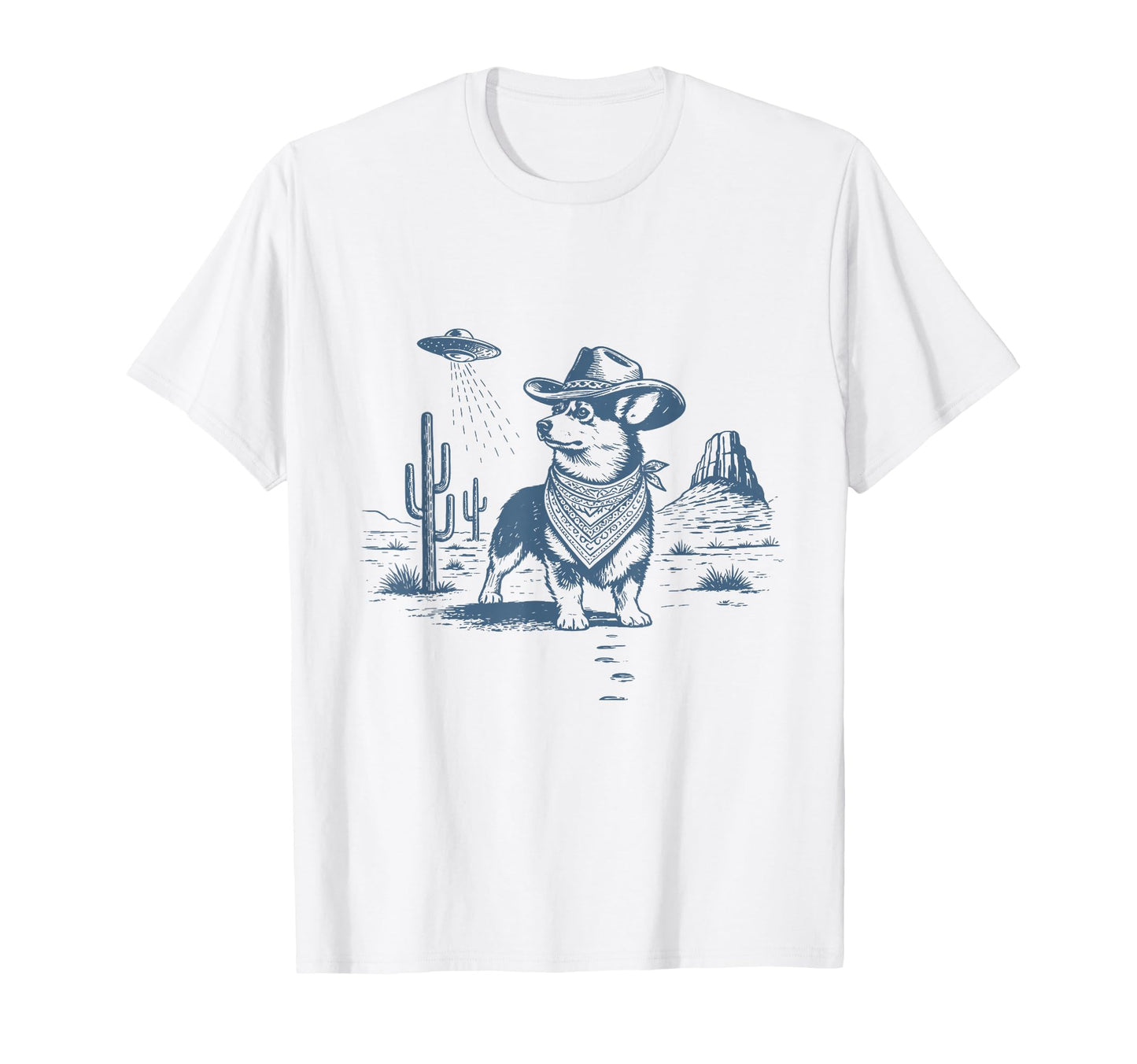 Corgi Cowboy Ufo Western Dog T-Shirt - Custom Art Print Men Women - T-Shirt, Sweatshirt, Hoodie