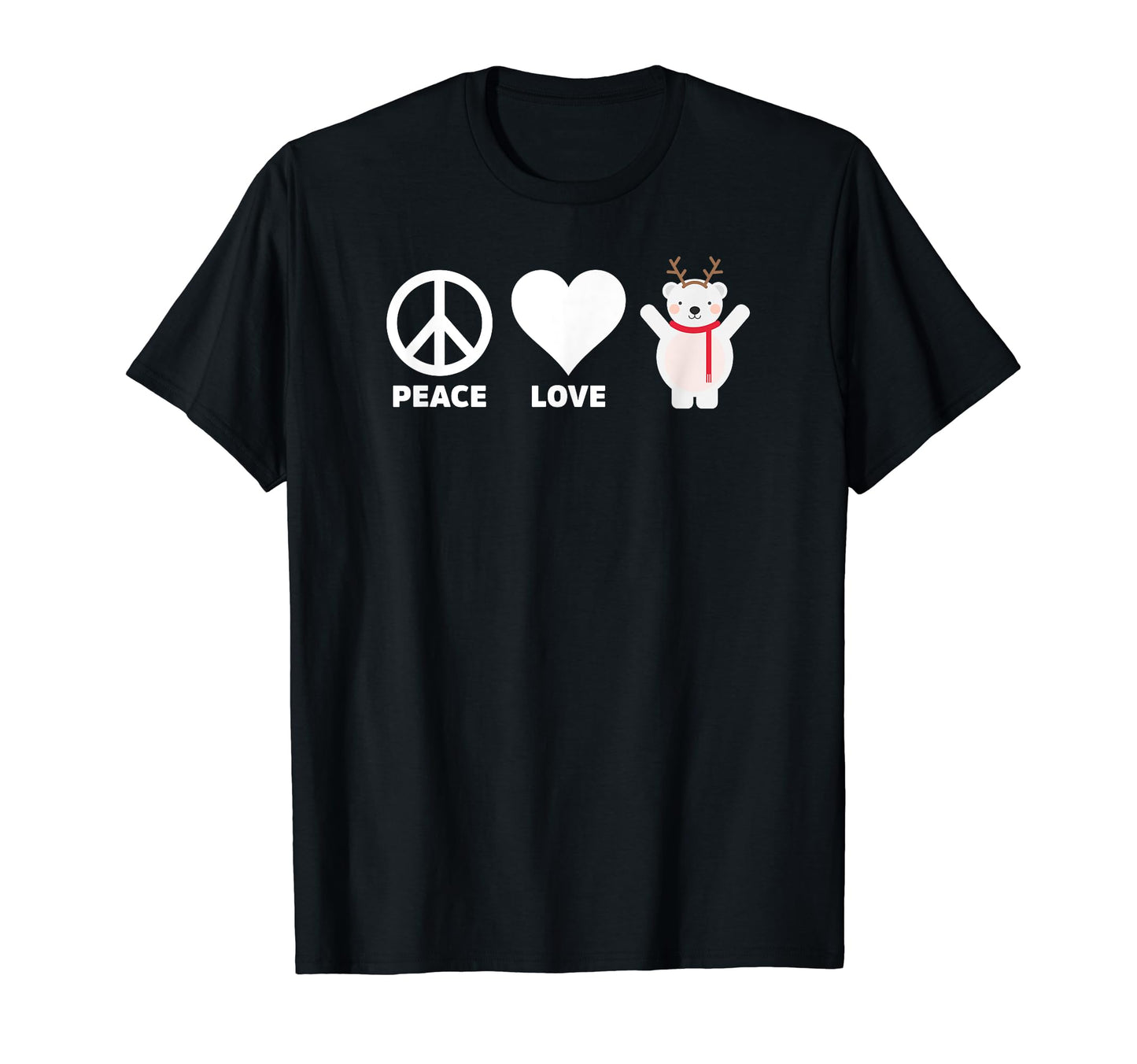 Peace Love Polar Bear Holiday Gift T-Shirt - Fun Novelty Design Men Women - T-Shirt, Sweatshirt, Hoodie