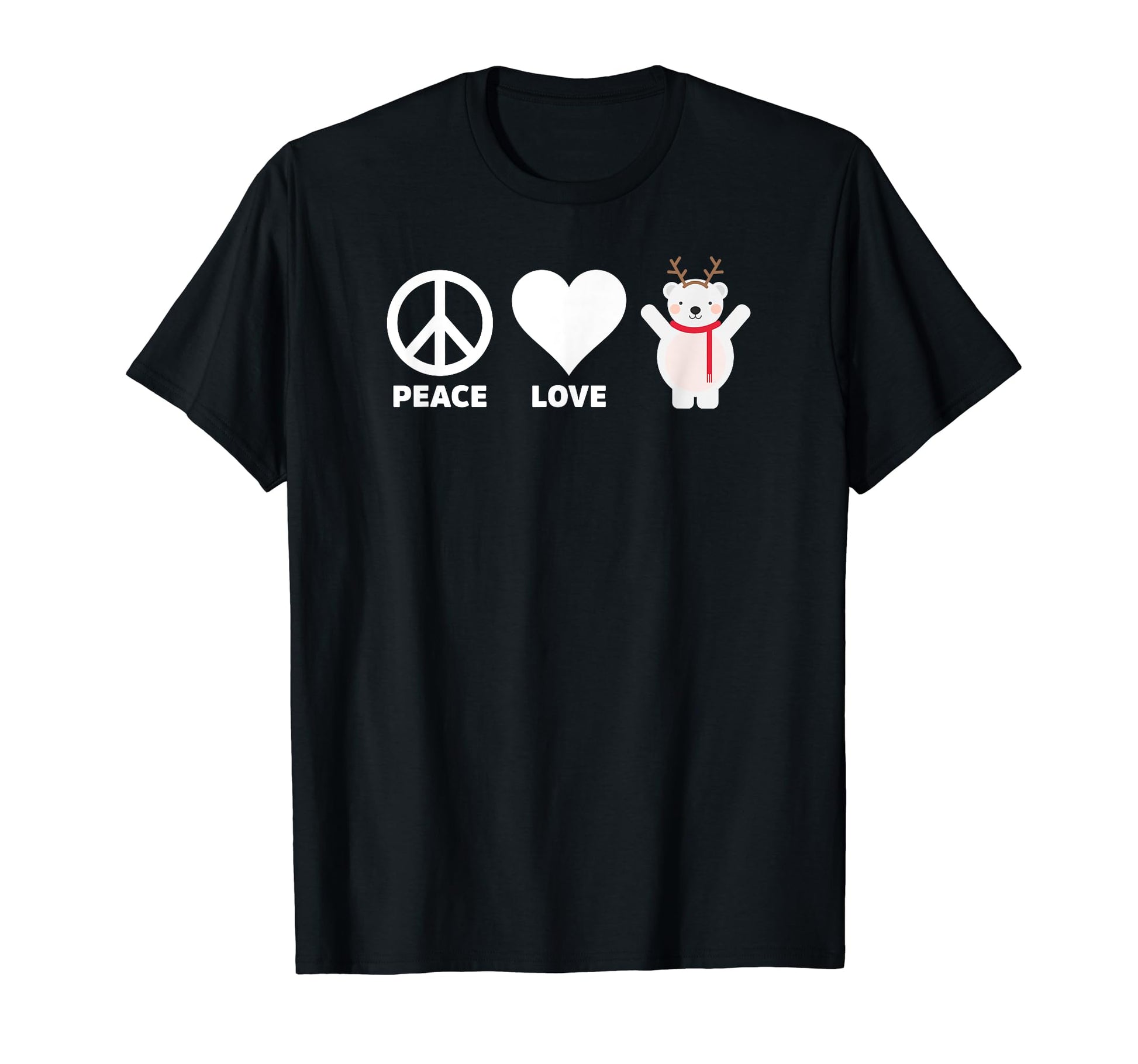 Peace Love Polar Bear Holiday Gift T-Shirt - Fun Novelty Design Men Women - T-Shirt, Sweatshirt, Hoodie