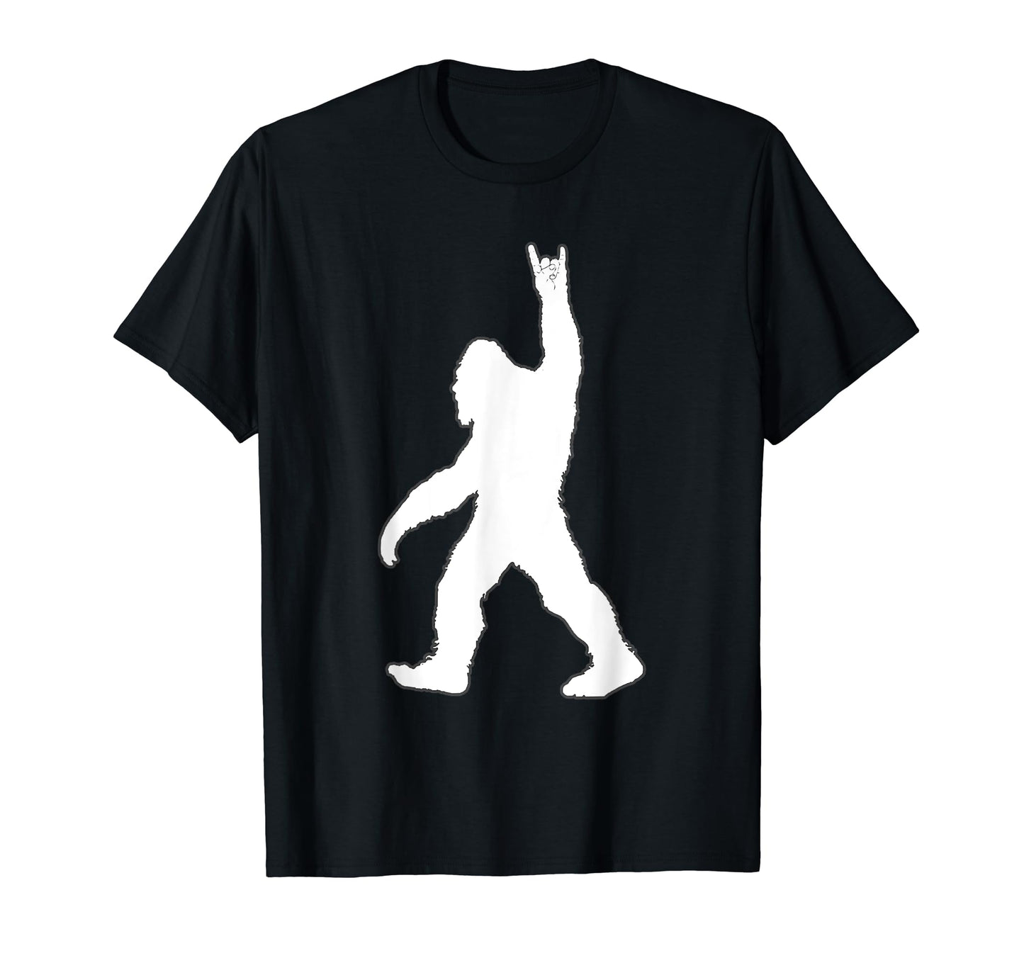 White Bigfoot Rock And Roll Hand T-Shirt - Minimalist Print Men Women - T-Shirt, Sweatshirt, Hoodie