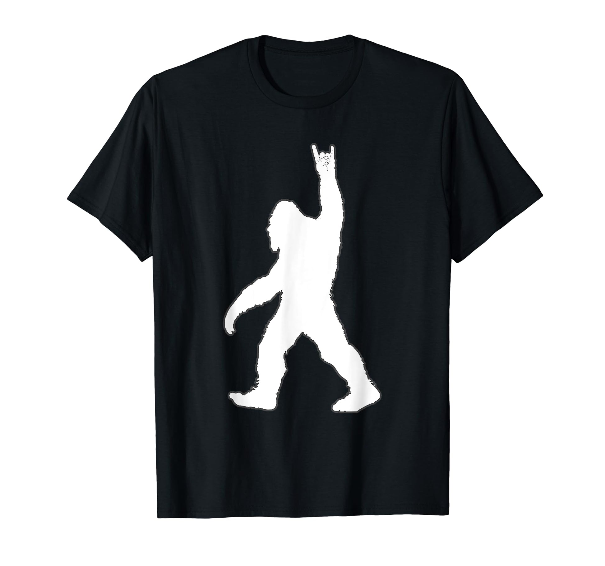 White Bigfoot Rock And Roll Hand T-Shirt - Minimalist Print Men Women - T-Shirt, Sweatshirt, Hoodie
