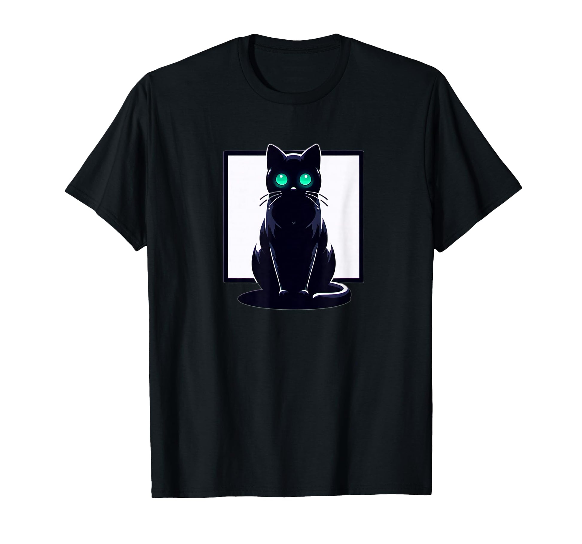 Emerald Gaze Black Cat Lofi T-Shirt - Fun Novelty Design Men Women - T-Shirt, Sweatshirt, Hoodie
