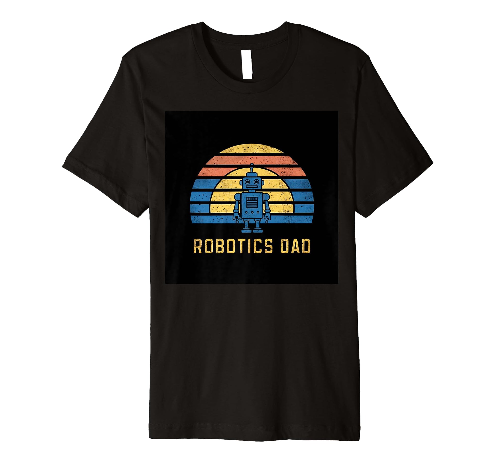 Mens Robotics Dad Blue Robot Rainbow T-Shirt - Unique Graphic for Adults - T-Shirt, Sweatshirt, Hoodie