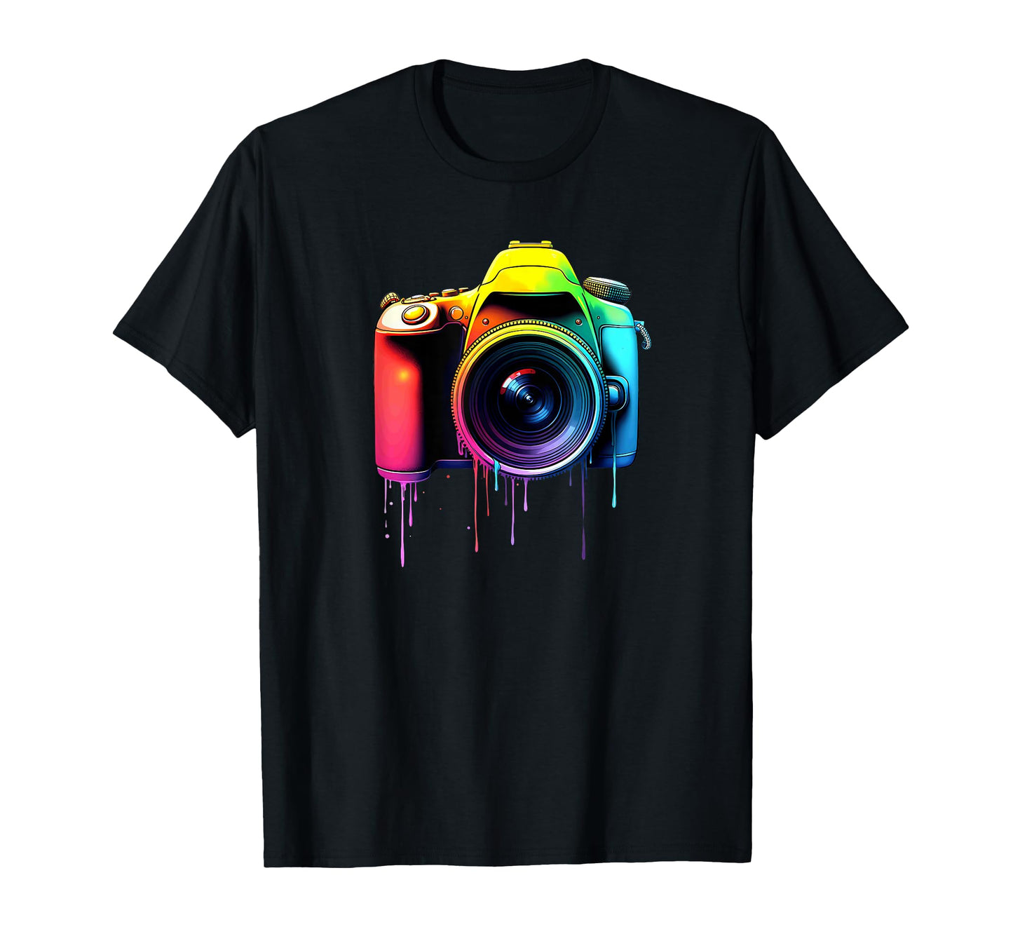 Photography Colorful Camera Dripping T-Shirt - Graphic Print for Adults - T-Shirt, Sweatshirt, Hoodie