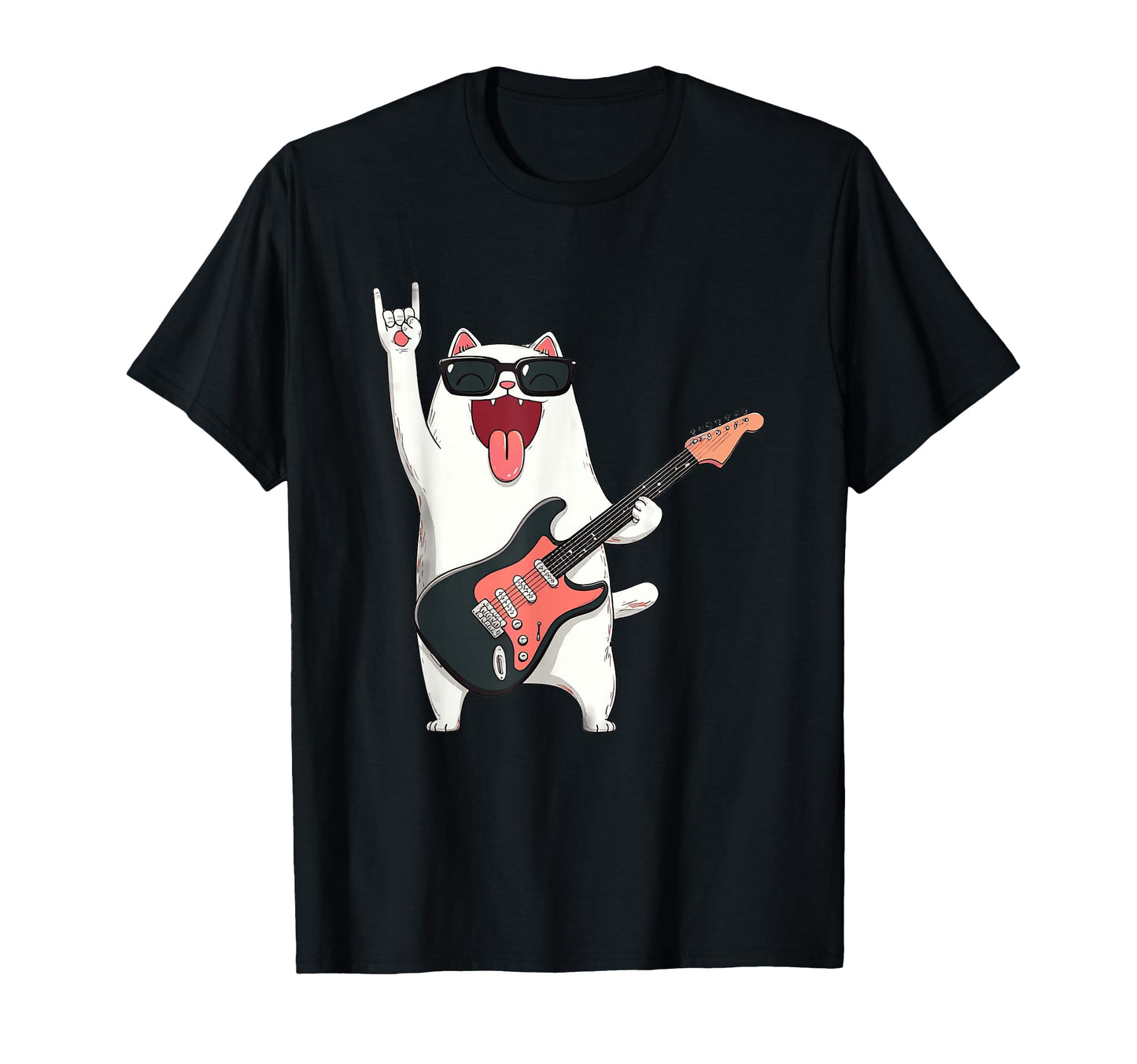 Cat Rock Music Funny Cartoon Playful T-Shirt - Custom Art Print for Adults - T-Shirt, Sweatshirt, Hoodie