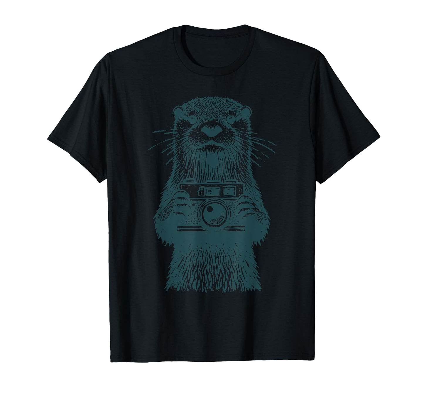 Otter Holding Camera Photographer T-Shirt - Minimalist Print Unisex - T-Shirt, Sweatshirt, Hoodie