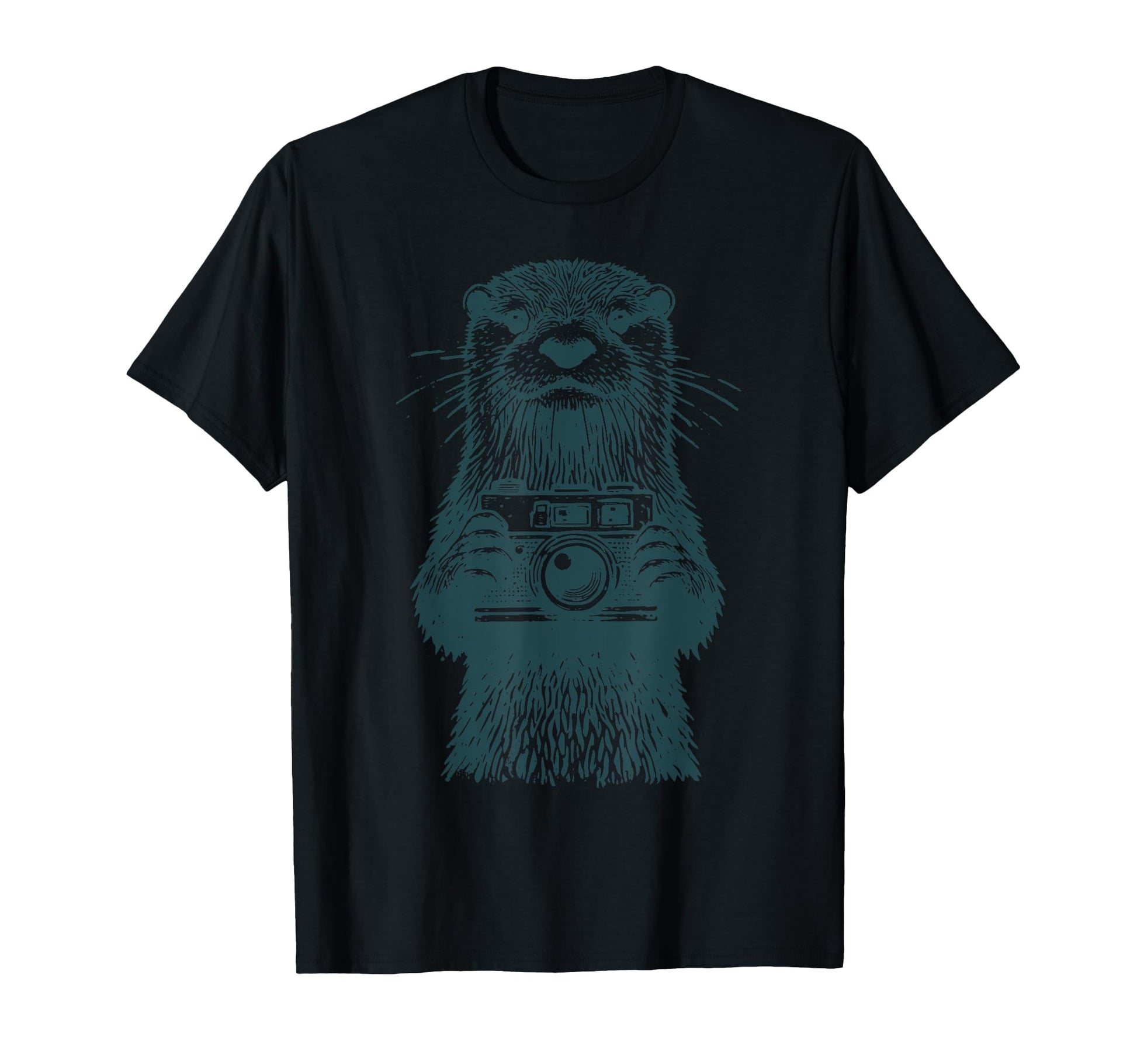 Otter Holding Camera Photographer T-Shirt - Minimalist Print Unisex - T-Shirt, Sweatshirt, Hoodie
