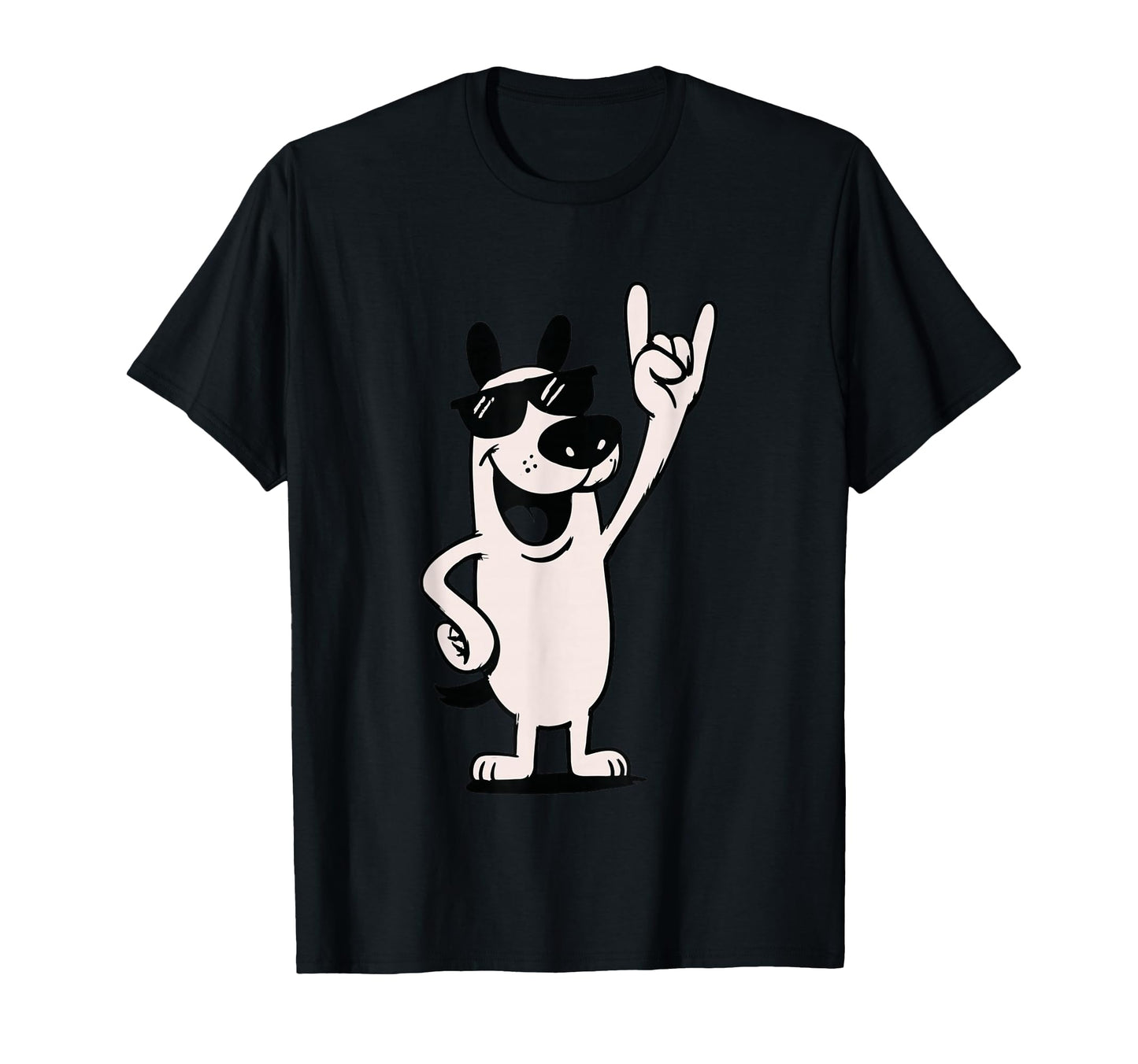 Dog Sunglasses Rock Hand Sign Punk Metal T-Shirt - Trendy Graphic Men Women - T-Shirt, Sweatshirt, Hoodie
