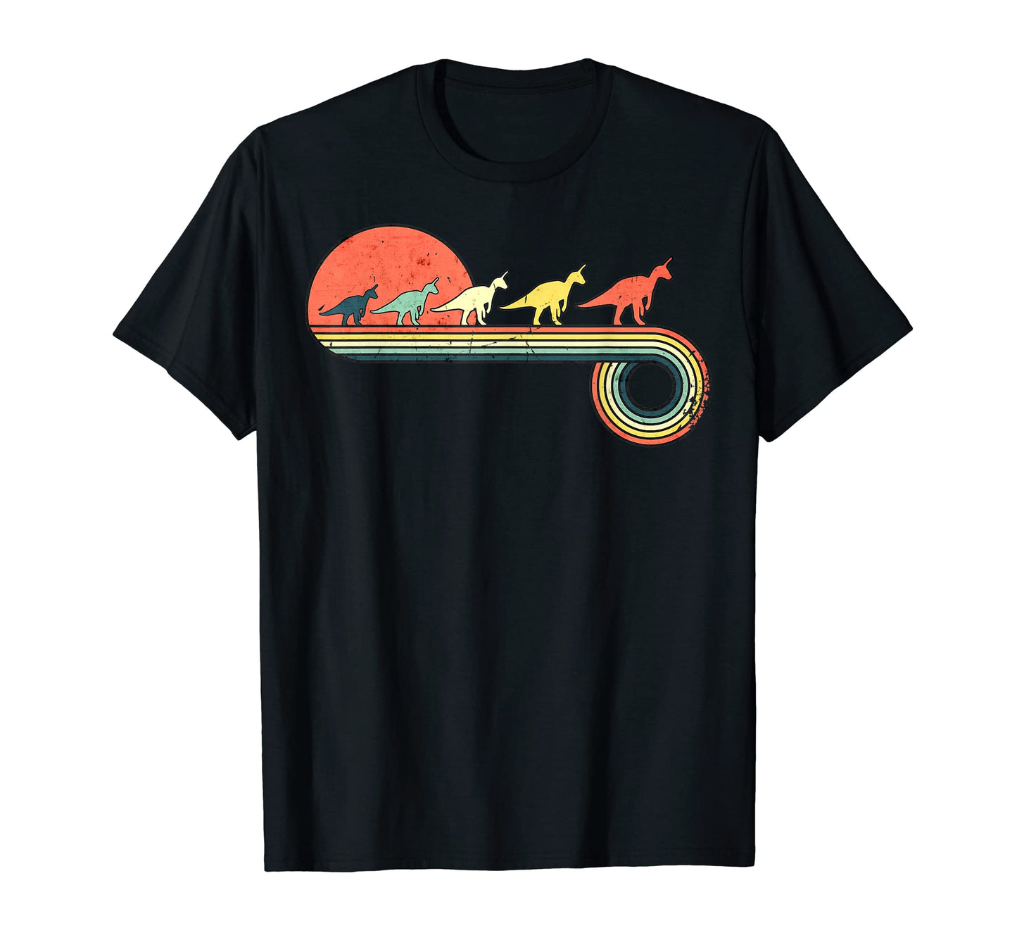 Tsintosaurus Dinosaur Rainbow Sunset T-Shirt - Fun Novelty Design Unisex - T-Shirt, Sweatshirt, Hoodie