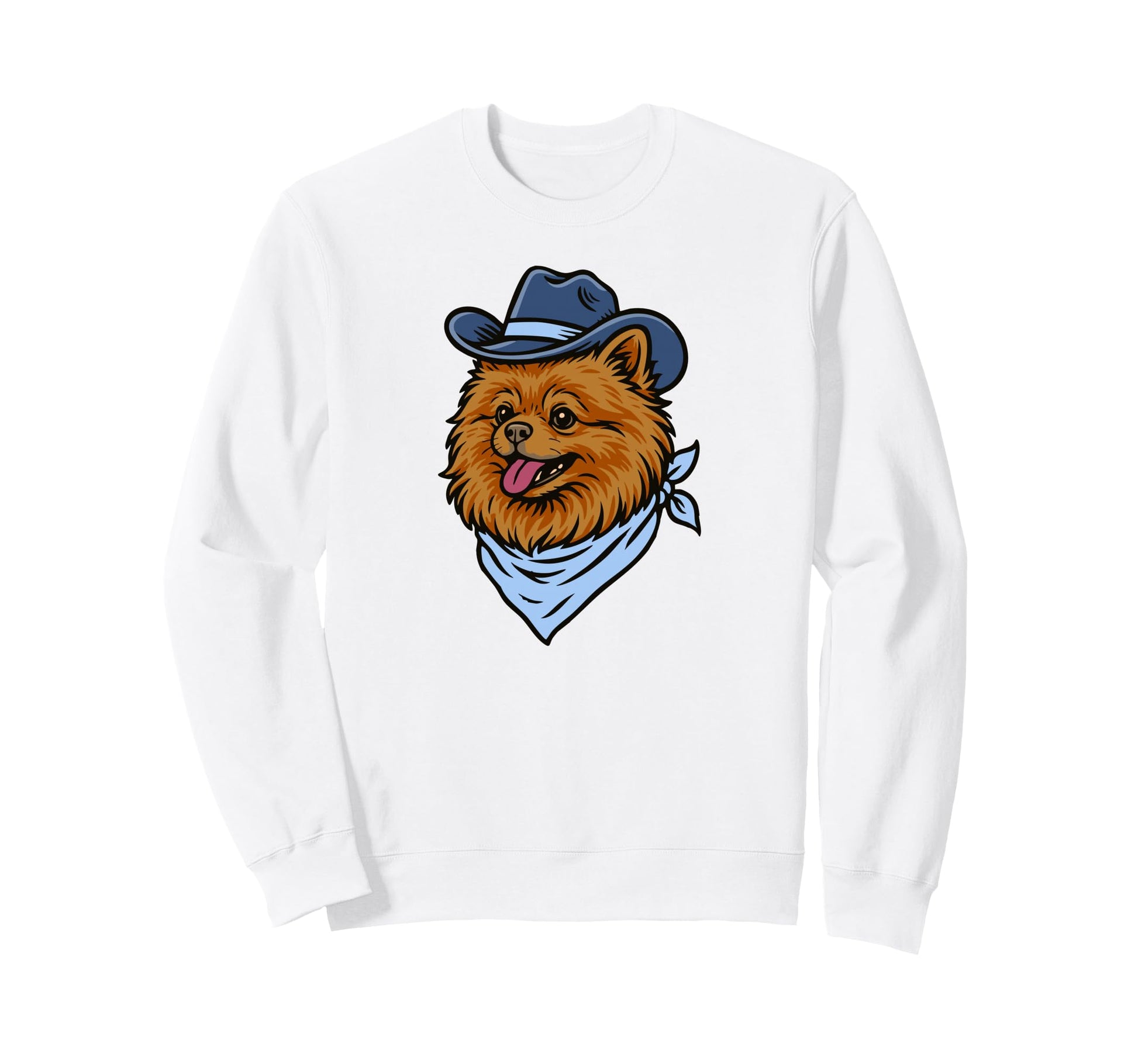 Funny Cowboy Pomeranian Drawing Pom Sweatshirt - Graphic Print Men Women - T-Shirt, Sweatshirt, Hoodie
