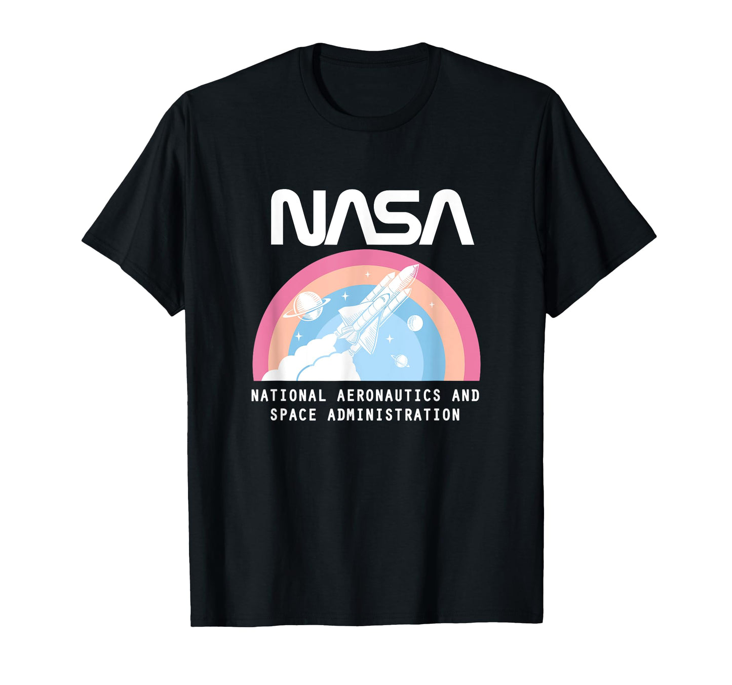 Nasa Space Shuttle Pastel Rainbow Planet T-Shirt - Minimalist Print Unisex - T-Shirt, Sweatshirt, Hoodie