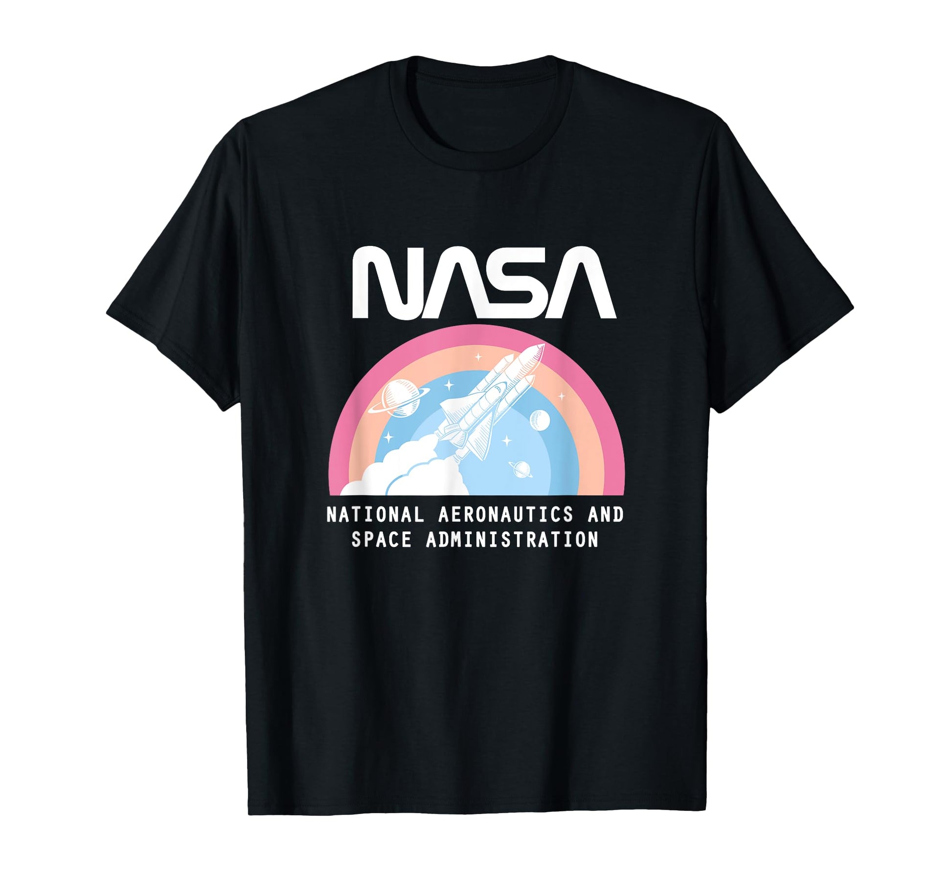 Nasa Space Shuttle Pastel Rainbow Planet T-Shirt - Minimalist Print Unisex - T-Shirt, Sweatshirt, Hoodie