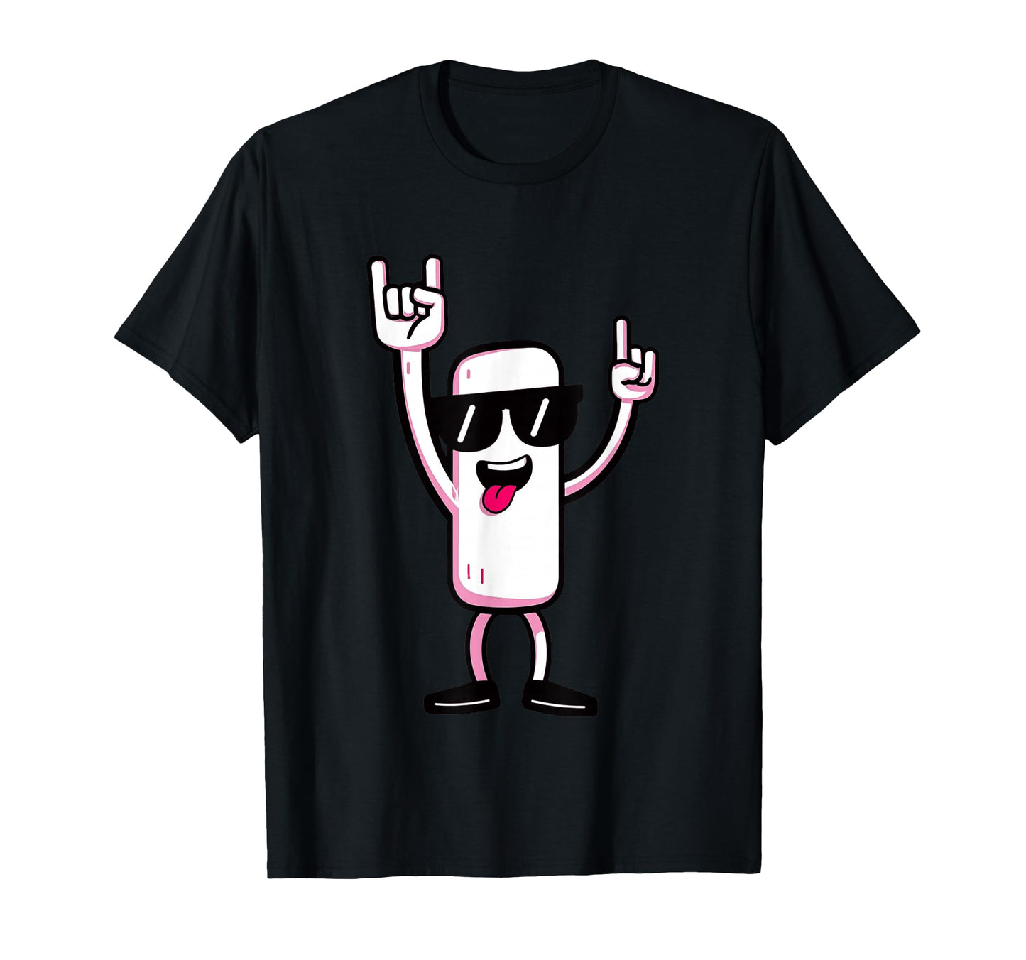 White Mascot Double Rock Hand Signs T-Shirt - Fun Novelty Design Unisex - T-Shirt, Sweatshirt, Hoodie