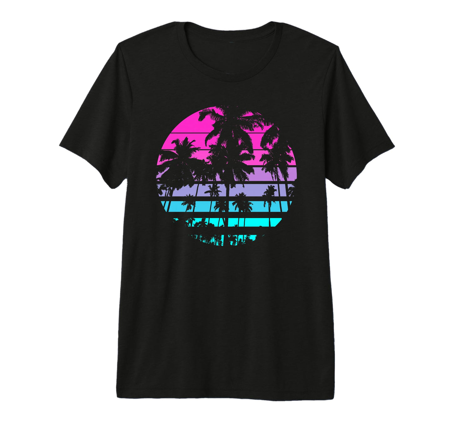 Eighties 80S 90S Beach Palm Trees Tri T-Shirt - Novelty Apparel for Adults - T-Shirt, Sweatshirt, Hoodie