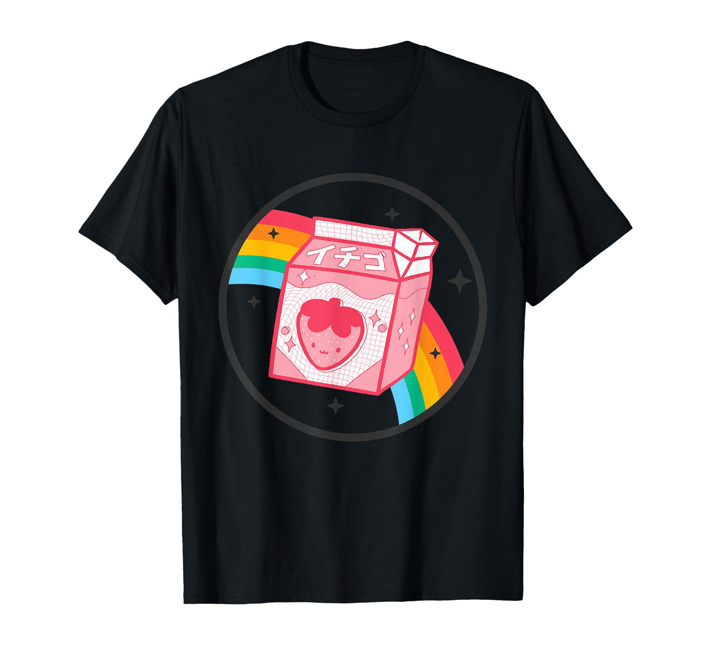 Strawberry Milk Carton Kawaii Rainbow T-Shirt - Custom Art Print Unisex - T-Shirt, Sweatshirt, Hoodie