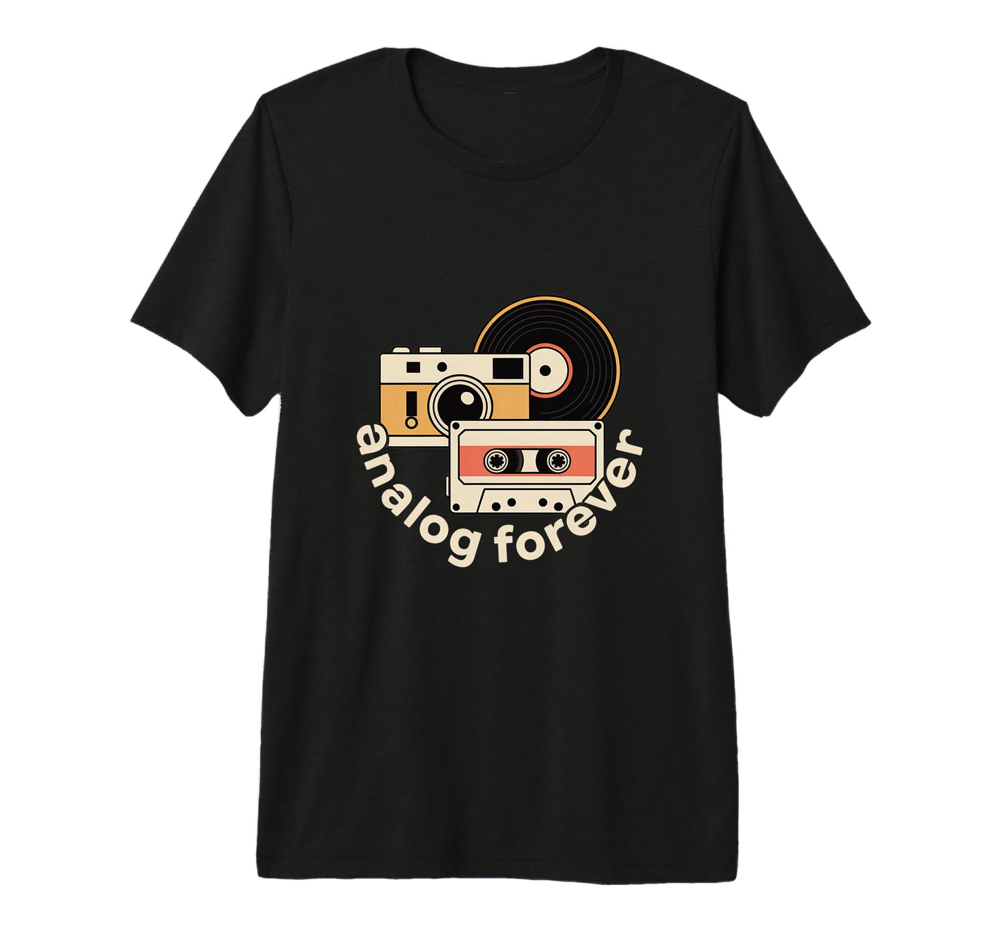 Analog Forever Camera Cassette Music Tri T-Shirt - Custom Art Print Unisex - T-Shirt, Sweatshirt, Hoodie