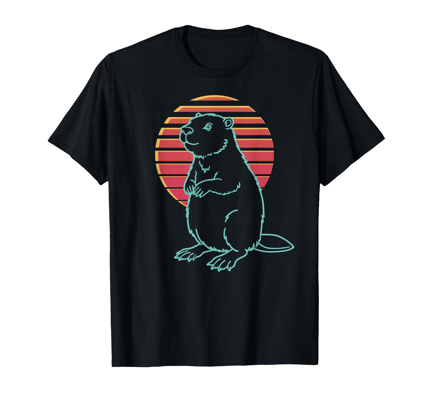 Beaver Lover Animal Synthwave 80S T-Shirt - Casual Everyday Wear Unisex - T-Shirt, Sweatshirt, Hoodie