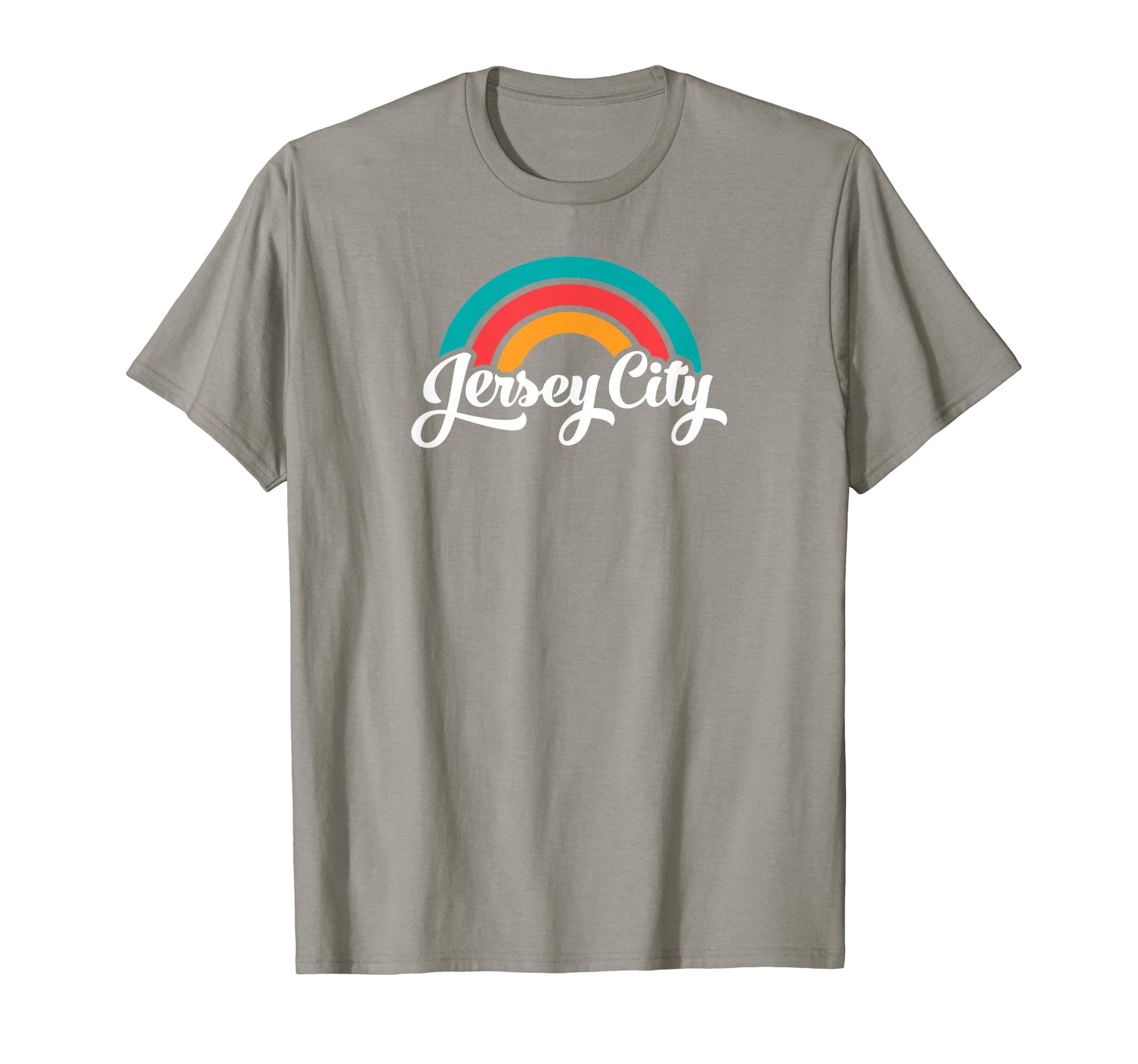 Jersey City Nj Script Rainbow T-Shirt - Custom Art Print for Adults - T-Shirt, Sweatshirt, Hoodie