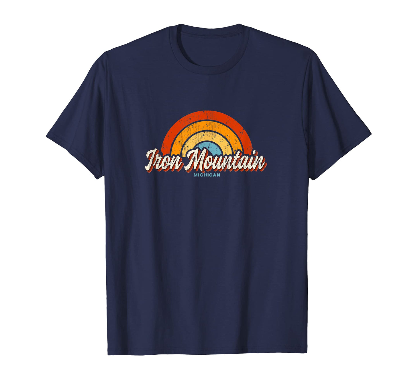 Iron Mountain Michigan Mi Rainbow 70S T-Shirt - Fun Novelty Design Unisex - T-Shirt, Sweatshirt, Hoodie