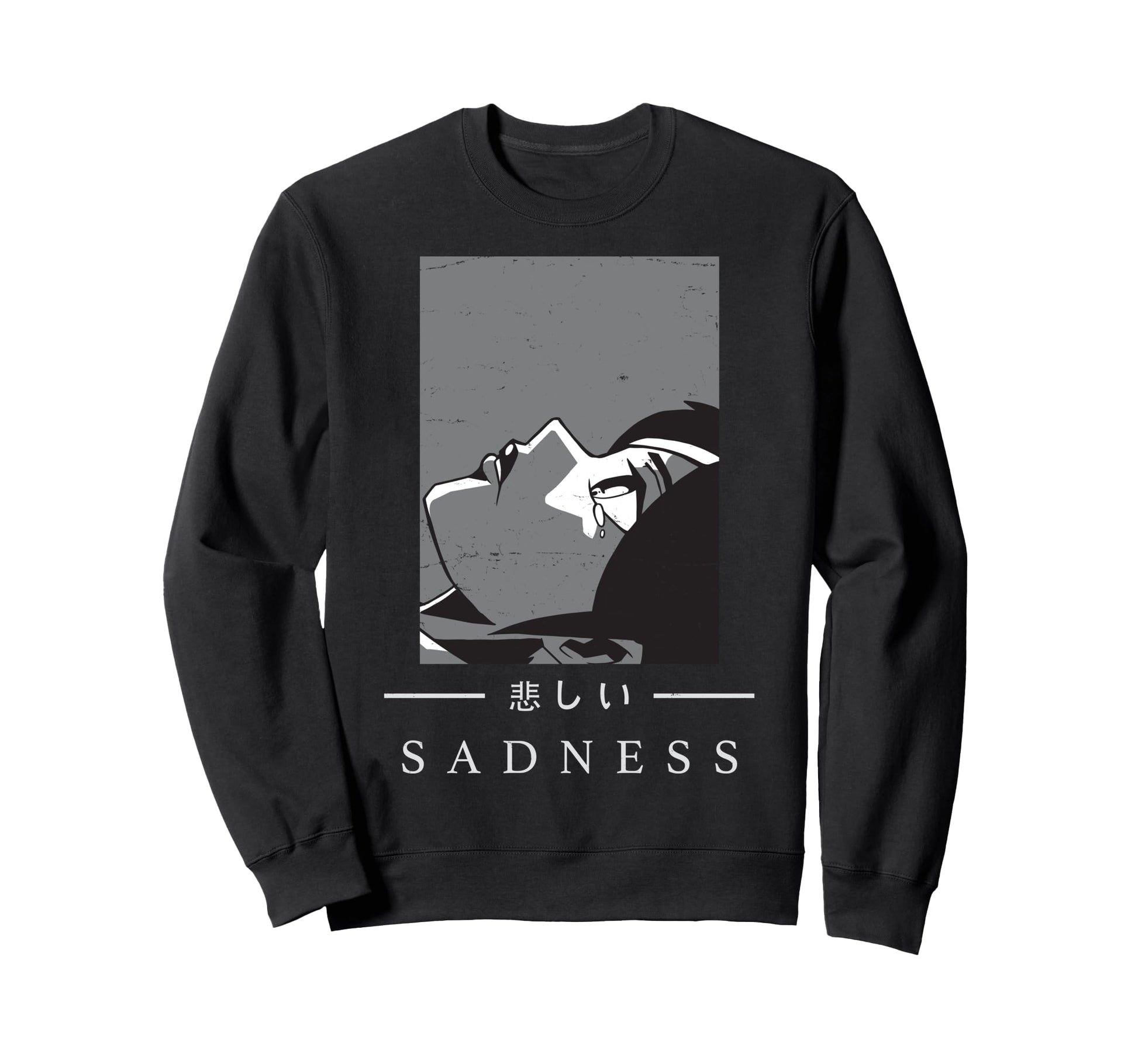 Anime Sad Japanese Art Aesthetic Sweatshirt - Casual Everyday Wear Unisex - T-Shirt, Sweatshirt, Hoodie