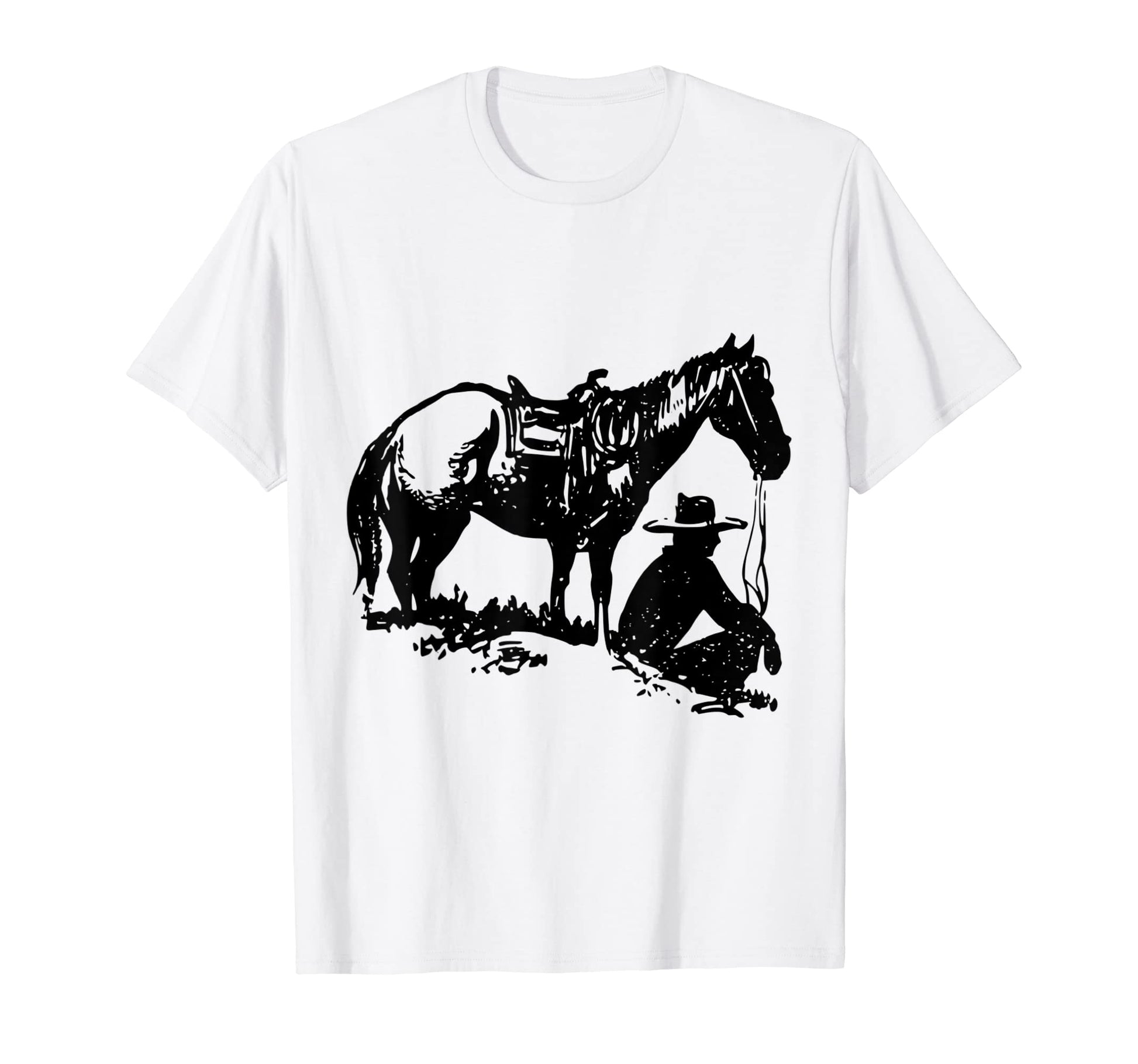 Cowboy His Horse T-Shirt - Casual Everyday Wear Unisex - T-Shirt, Sweatshirt, Hoodie