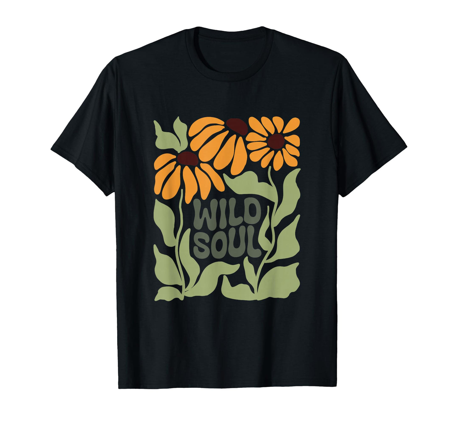 Boho Minimalistic Wild Soul Floral T-Shirt - Trendy Graphic for Adults - T-Shirt, Sweatshirt, Hoodie