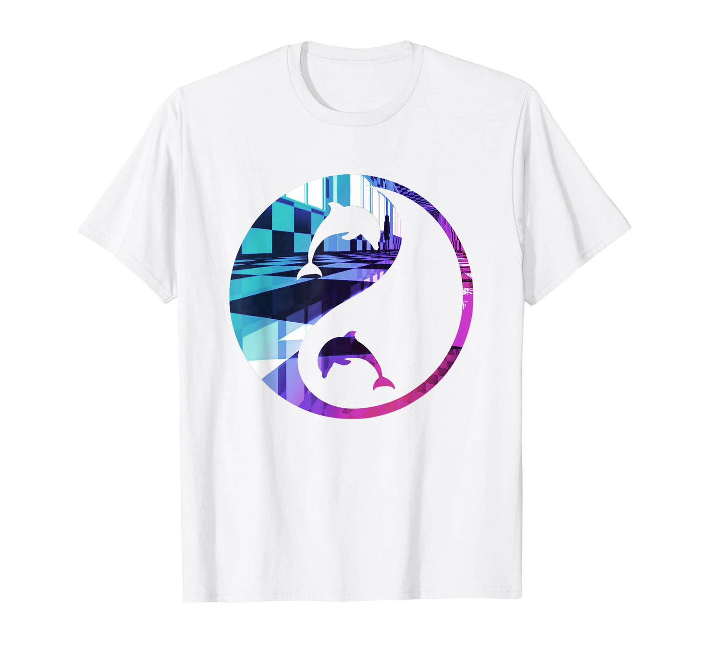 Funny Yin Yang Dolphin Vaporwave T-Shirt - Casual Everyday Wear Unisex - T-Shirt, Sweatshirt, Hoodie