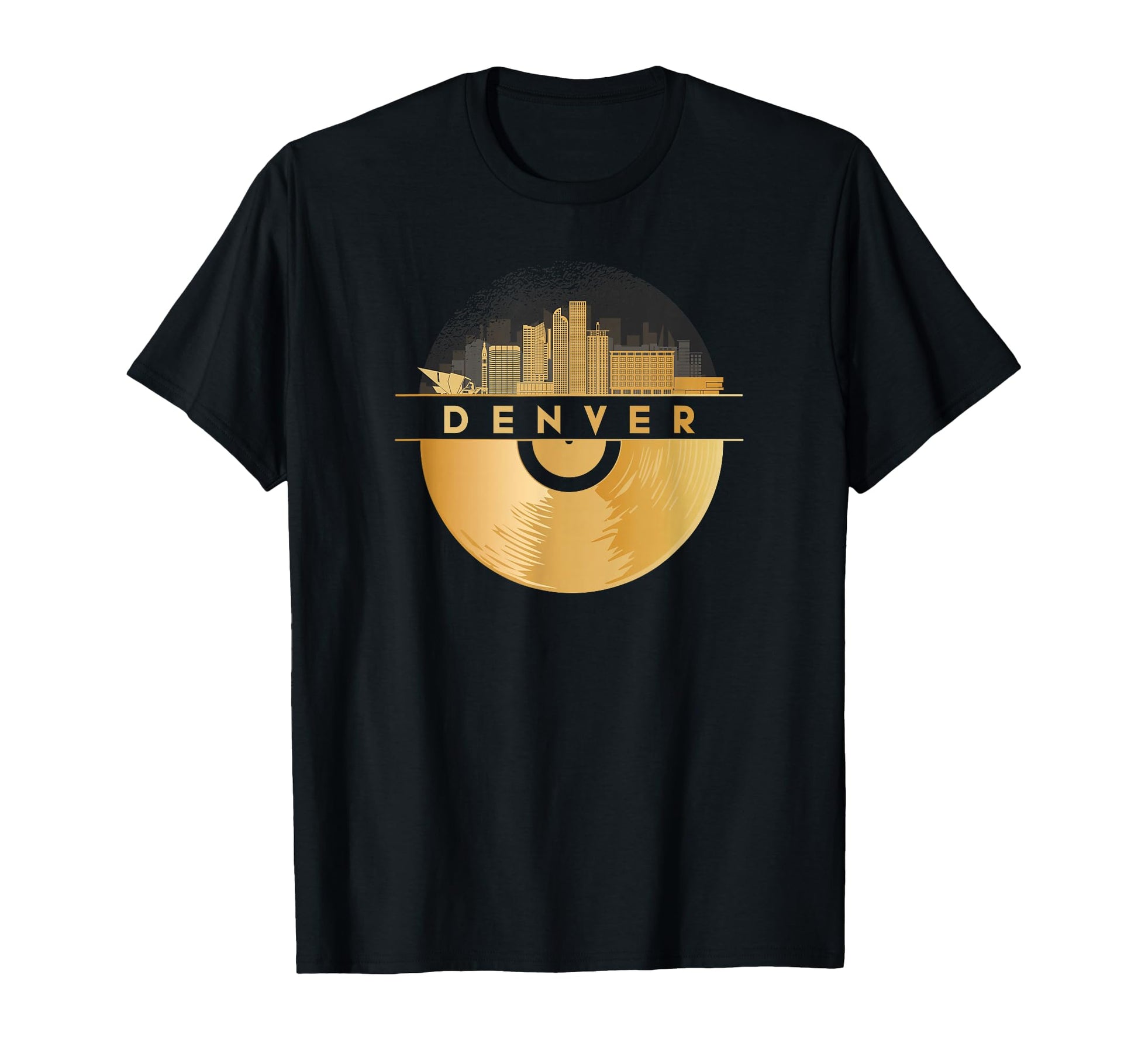 Vinyl Record Player Disco Music Skyline T-Shirt - Trendy Graphic Men Women - T-Shirt, Sweatshirt, Hoodie