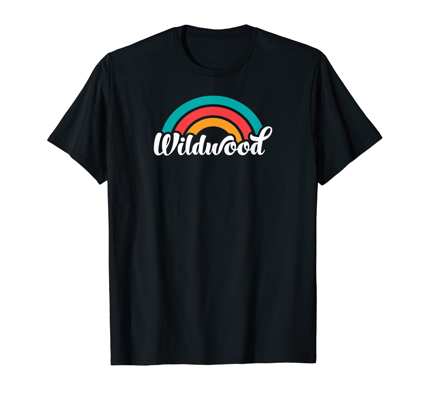 Wildwood Nj Script Rainbow T-Shirt - Fun Novelty Design Men Women - T-Shirt, Sweatshirt, Hoodie