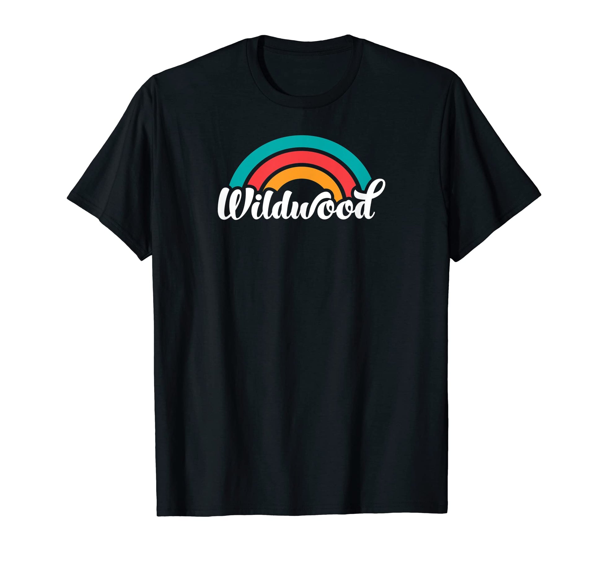 Wildwood Nj Script Rainbow T-Shirt - Fun Novelty Design Men Women - T-Shirt, Sweatshirt, Hoodie