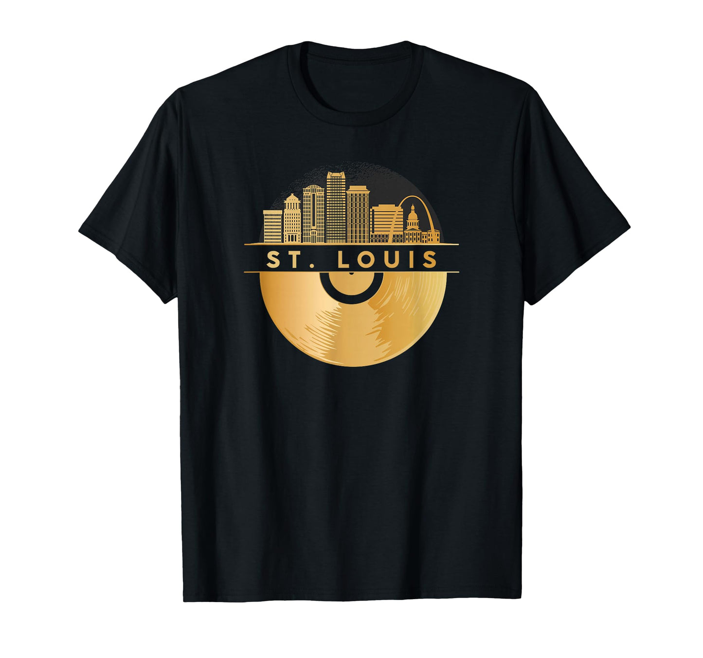 Vinyl Record Player Disco Music Skyline T-Shirt - Unique Graphic Men Women - T-Shirt, Sweatshirt, Hoodie